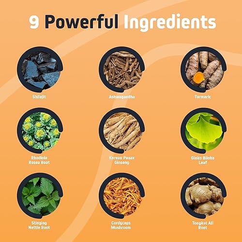 Miniatura 5 de Herbtonics Shilajit para hombres y mujeres con Ashwagandha, ginseng rojo coreano, Rhodiola Rosea, Ginkgo Biloba, Tongkat Ali  Ácido fúlvico y