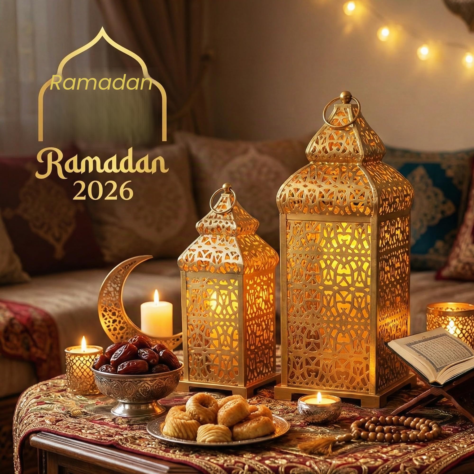 Vela Lanterns Tempio Marocchino Candele Lanterne, Oro, Set di 2
