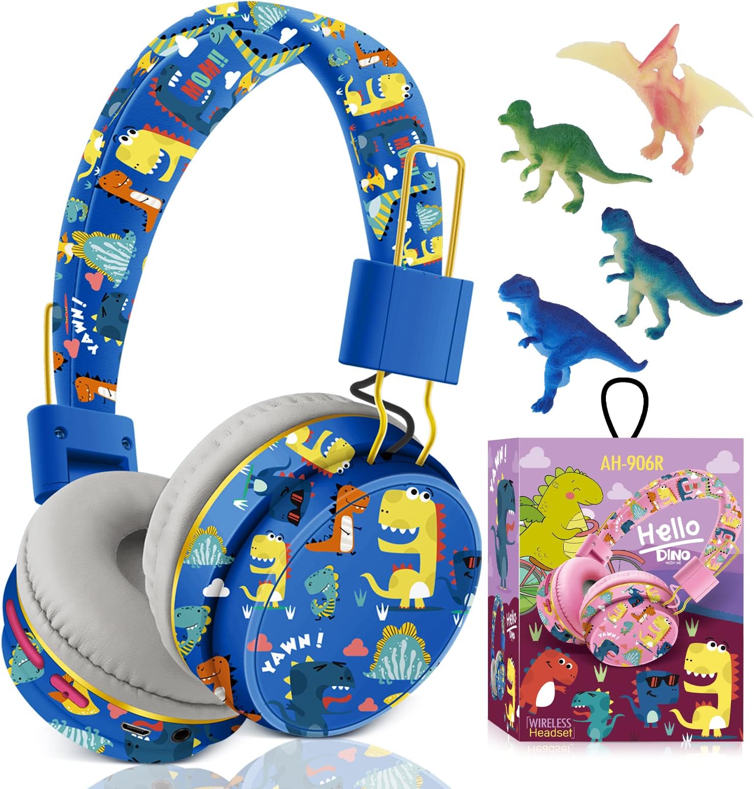 JYPS Kids Headphones Wireless, Cute Dinosaur Childrens Bluetooth Headphone