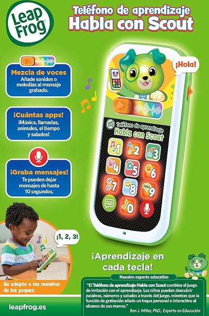 Foto 6 de 7 de Leapfrog VTech - Teléfono de Aprendizaje Habla con Scout, Teléfono Interactivo, Graba Mensajes…