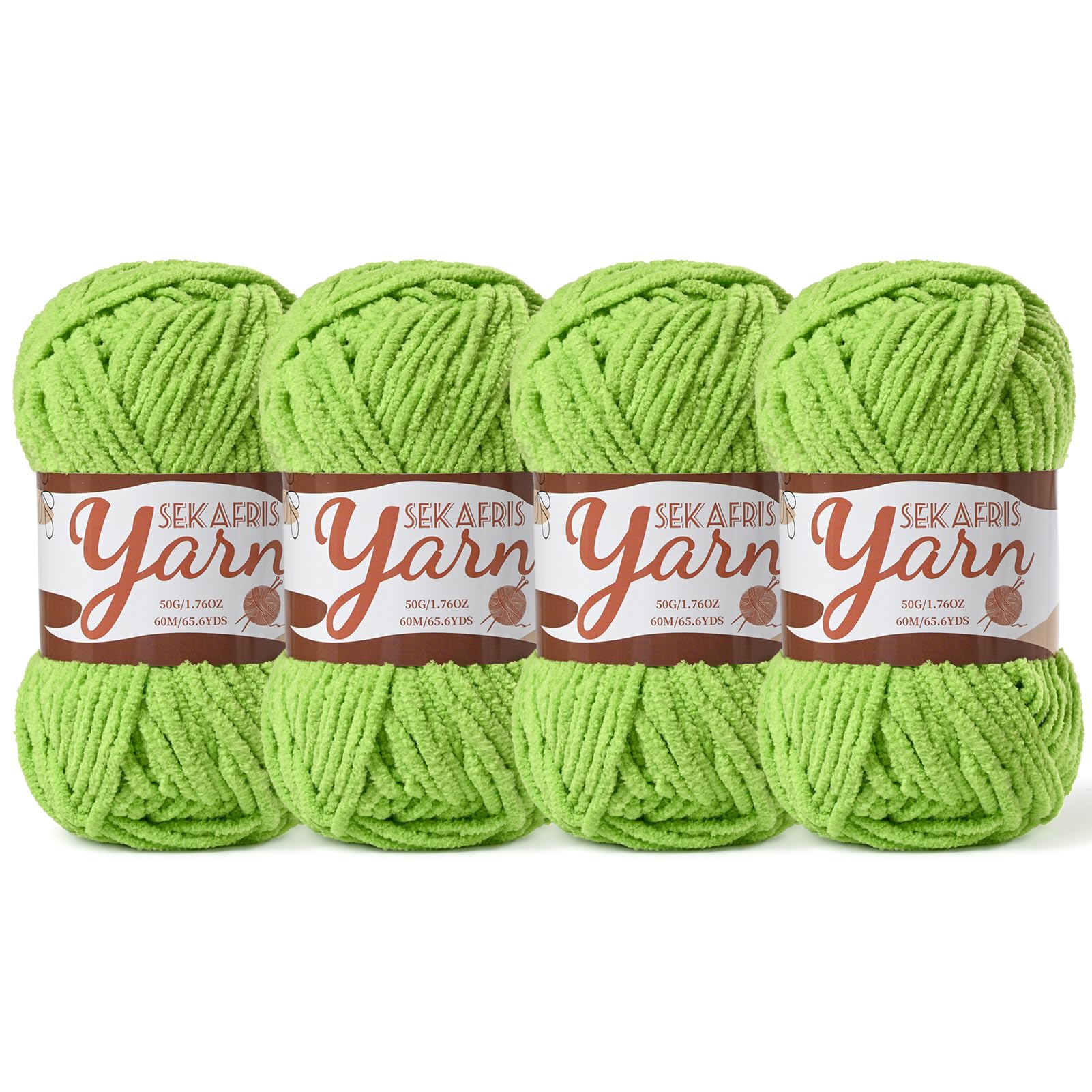Chenille Yarn for Crocheting Crochet Grass Green Yarn 4 Pack