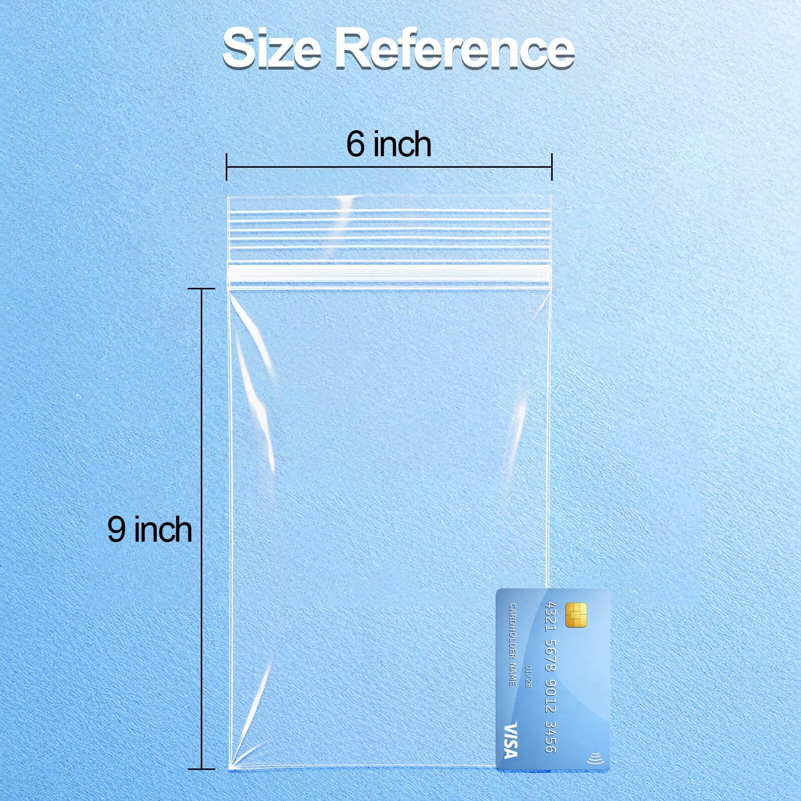 Lot de 500 sacs en plastique refermables avec fermeture éclair Transparent 15,2 x 22,9 cm