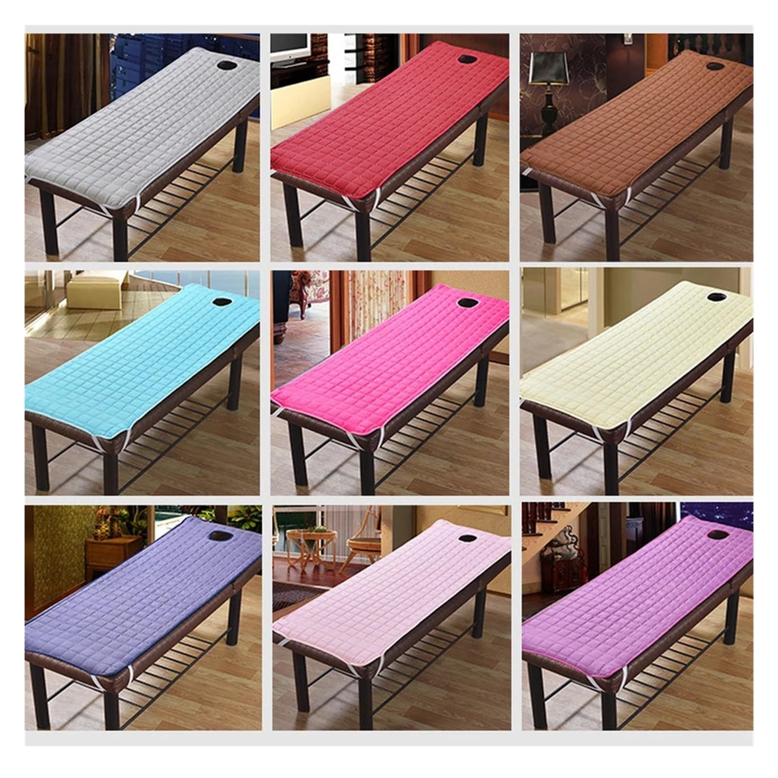 Sabanas Camilla Masaje Mesa de masaje poliéster, Sábana elástica for tratamiento SPA, colchón salón belleza relajación con orificio for la cara, sofá(Deep blue,190X80CM)