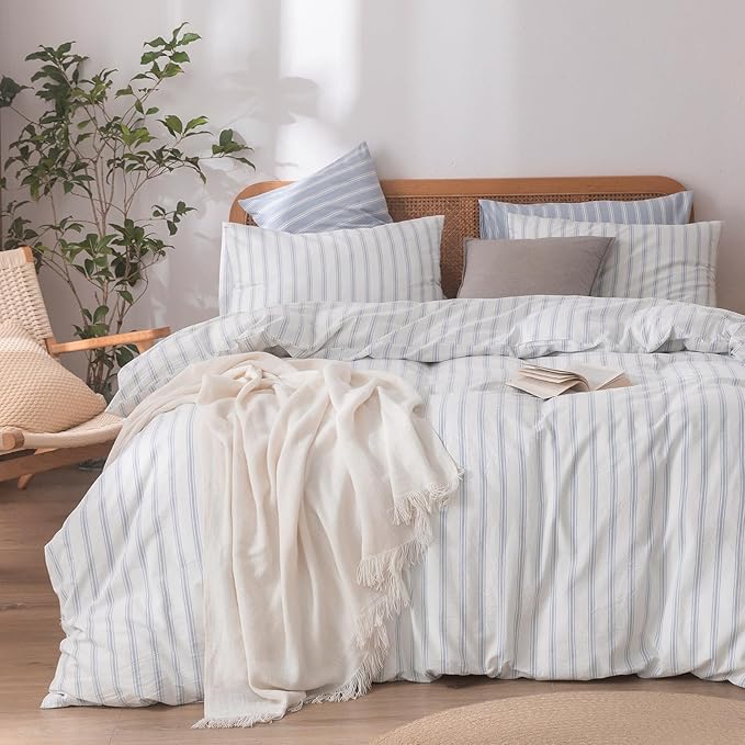 Olive Green King BESTOUCH Duvet Cover Set 100% Washed Cotton Linen Feel Super Soft Comfortable Chic Lightweight 3 PCs Home Bedding Set