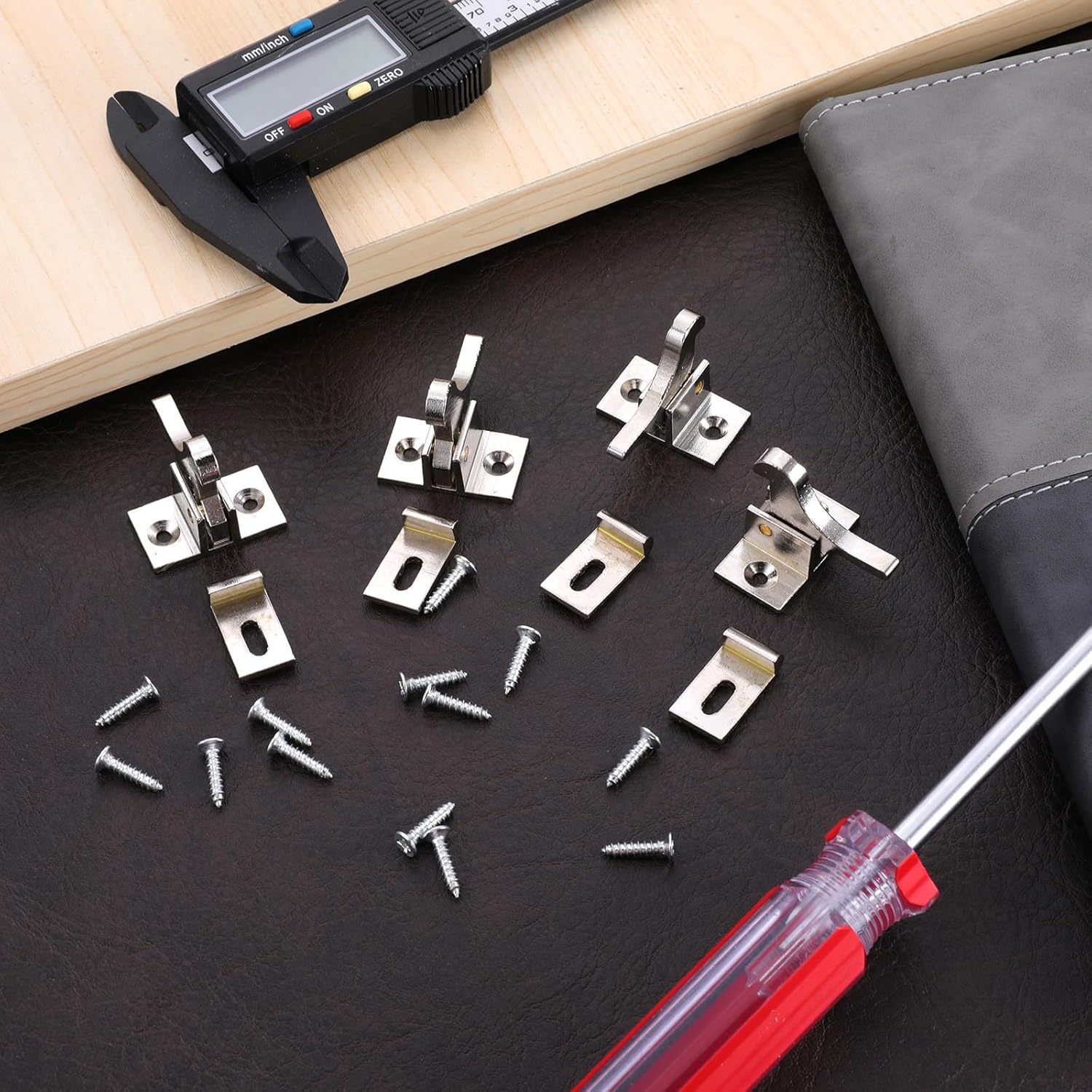 10 Pcs Brass Heavy Duty Cabinet Door Window Catch Cabinet Latch with Mounting Screws Closets Door Elbow Latch for Bedroom Bathroom Window Cabinets and Closets Door Window Catch, Silver