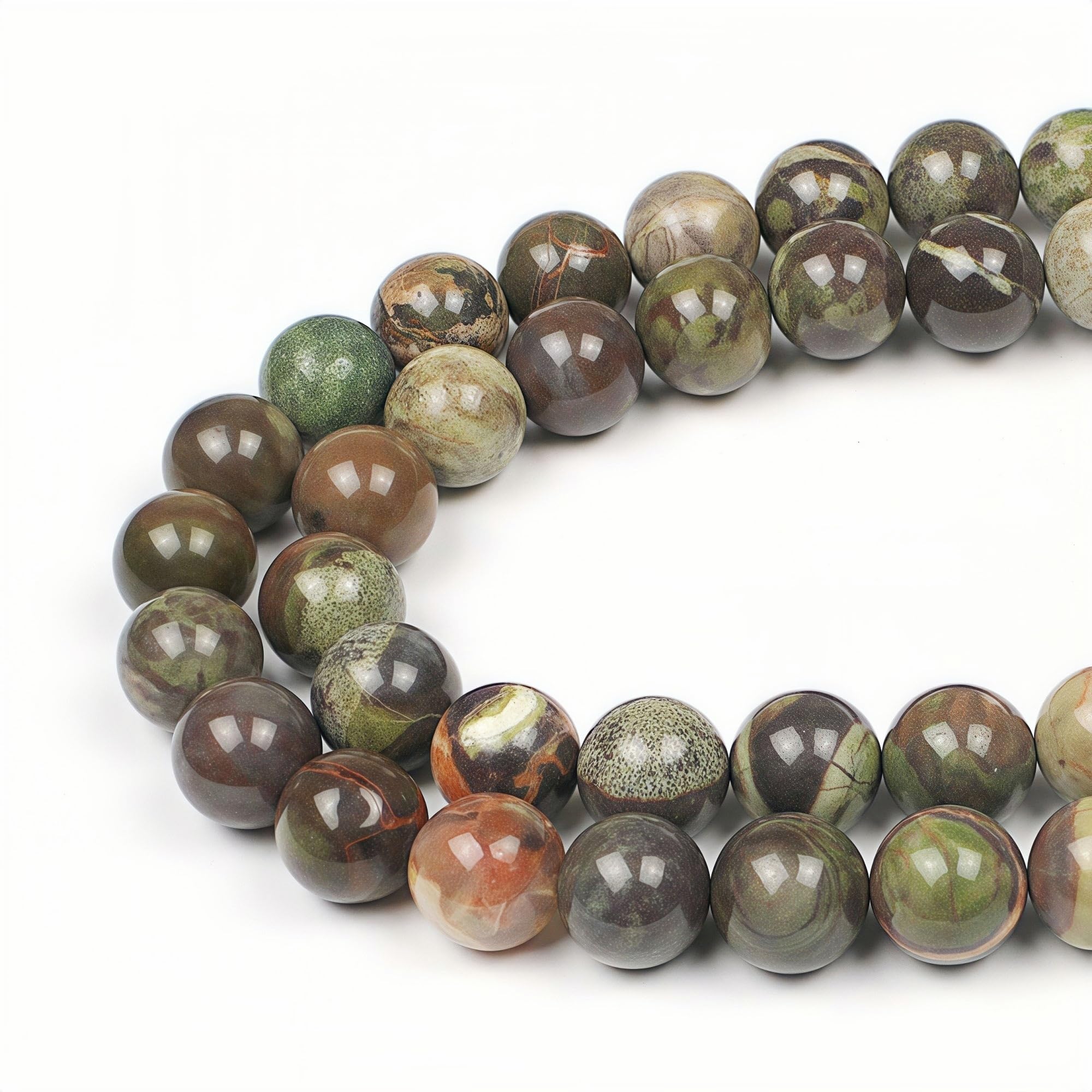 MJDCB 8mm 43 piezas Cuentas de Piedra Sangre Redondas Sueltas Piedras Semipreciosas Naturales para Hacer Joyas Pulseras Collares — view 12