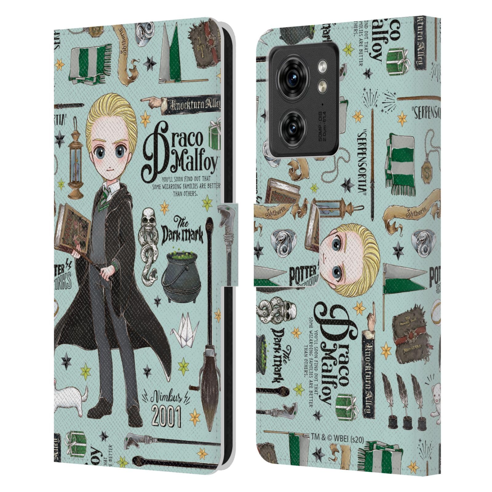 Head Case DesignsHead Case Designs Officially Licensed Harry Potter Draco Pattern Deathly Hallows XXXVII Leather Book Wallet Case Cover Compatible With Motorola Moto Edge 40