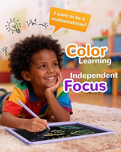 Vista 52 de KOKODI Tableta de escritura LCD, regalos para niños y niñas de 3 años, tableta de dibujo colorida de 10 pulgadas, almohadillas de dibujo Azul