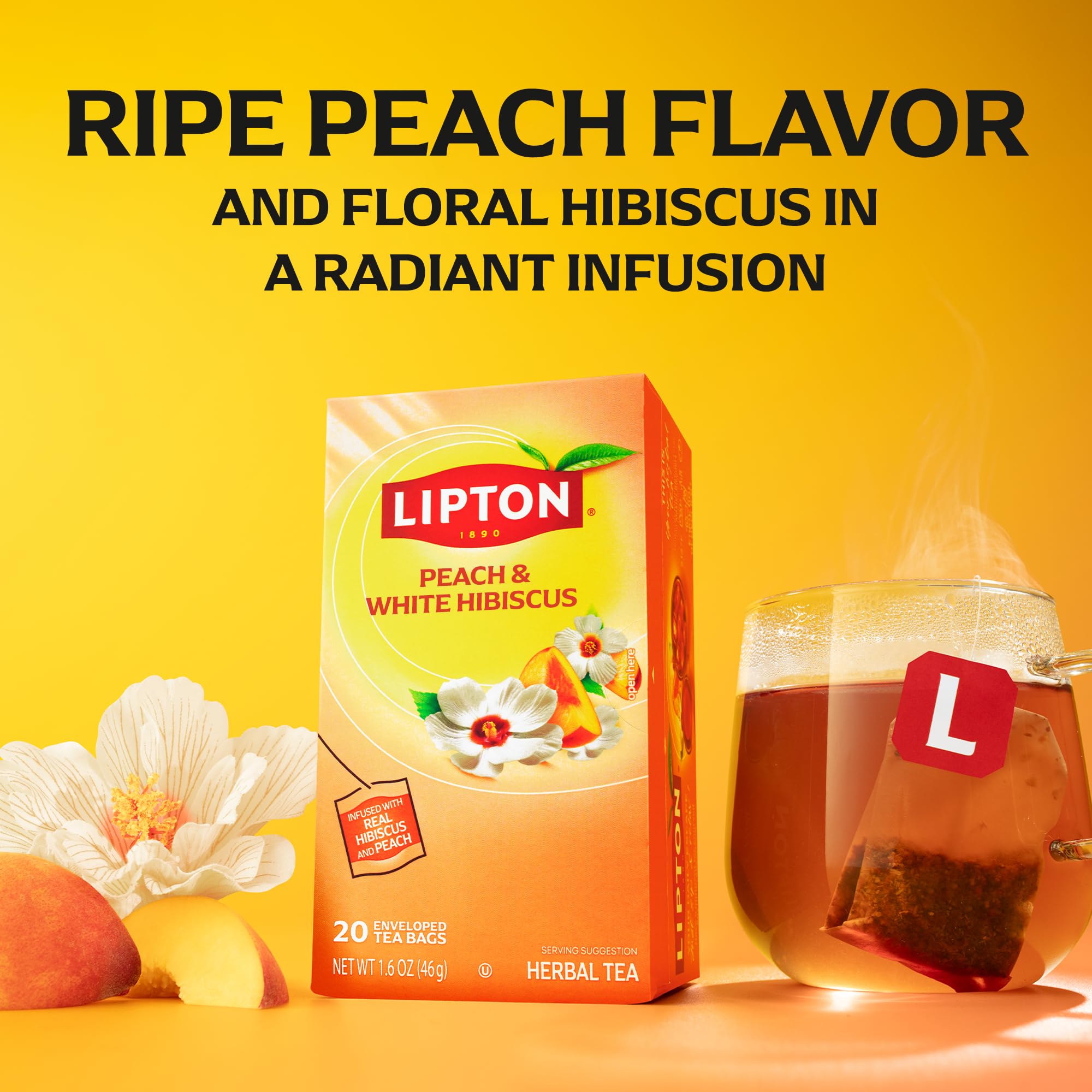 Amazon.com: Lipton Peach Paradise Tea Bags, Caffeine Free Tea