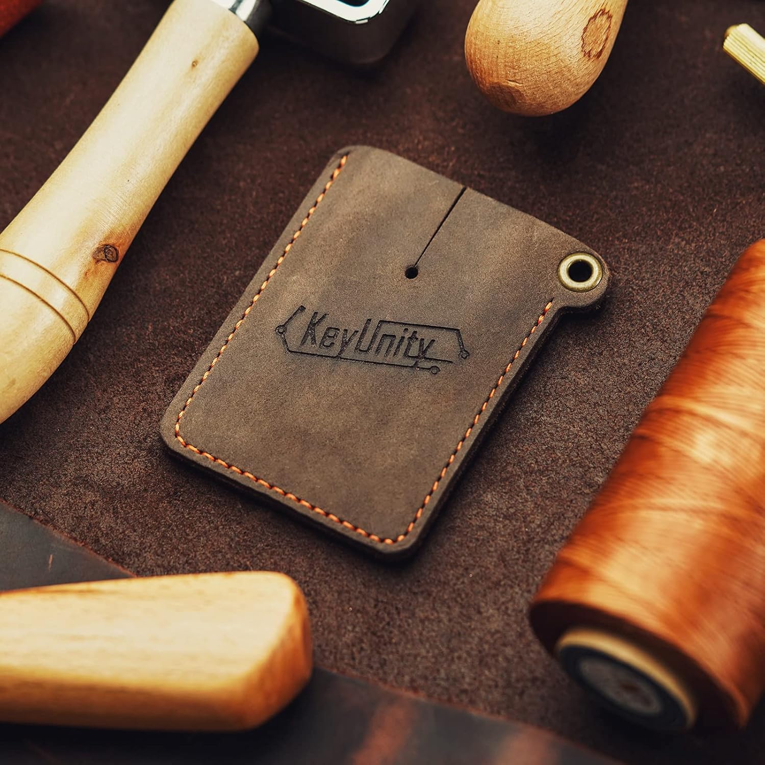 KeyUnity Leather Sheath EDC Pocket Organizer Hand Stitched Slip Pouch