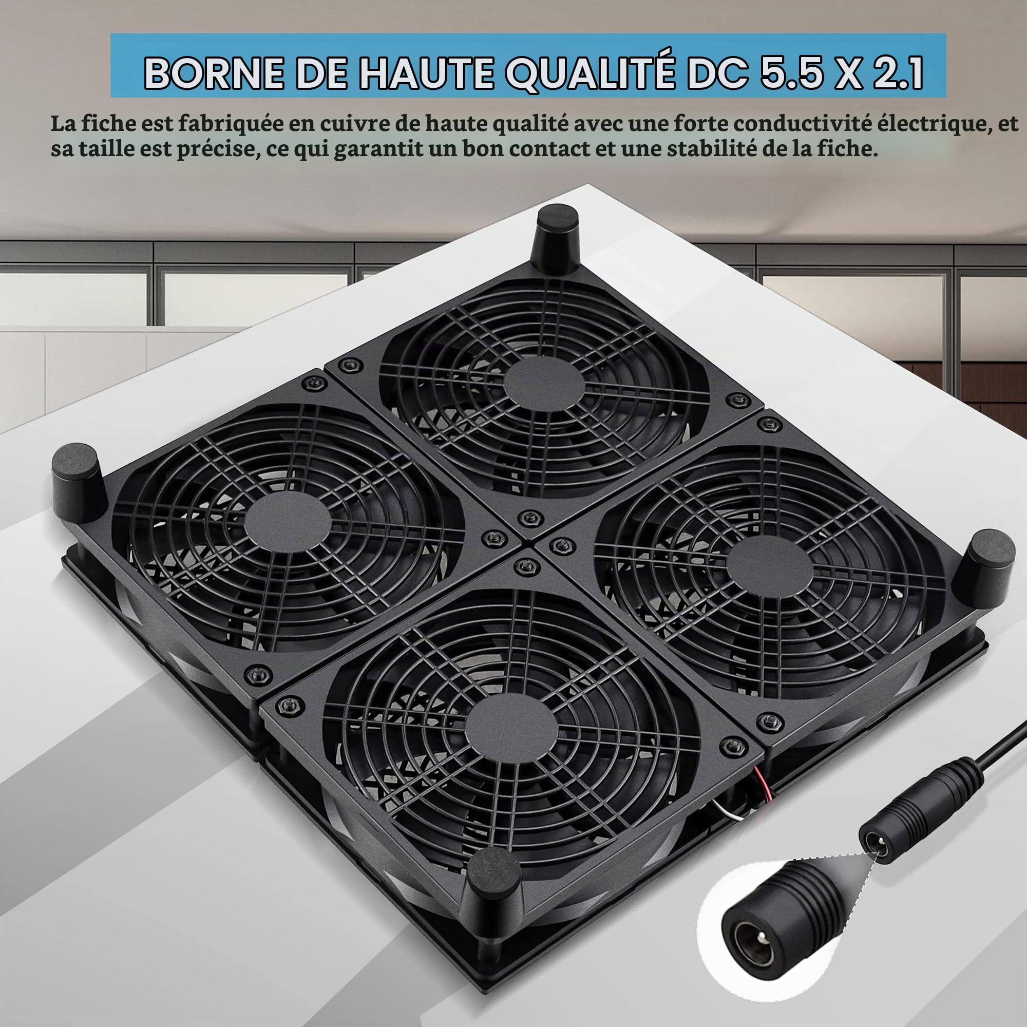 GDSTIME Ventilateur PC 120mm 220V Ventilateur 230V 4 x 120mm Fan 220V à haut débit d'air avec 4V -12V Contrôleur de Vitesse Réglable pour Routeur Laptop Meuble Boîte TV