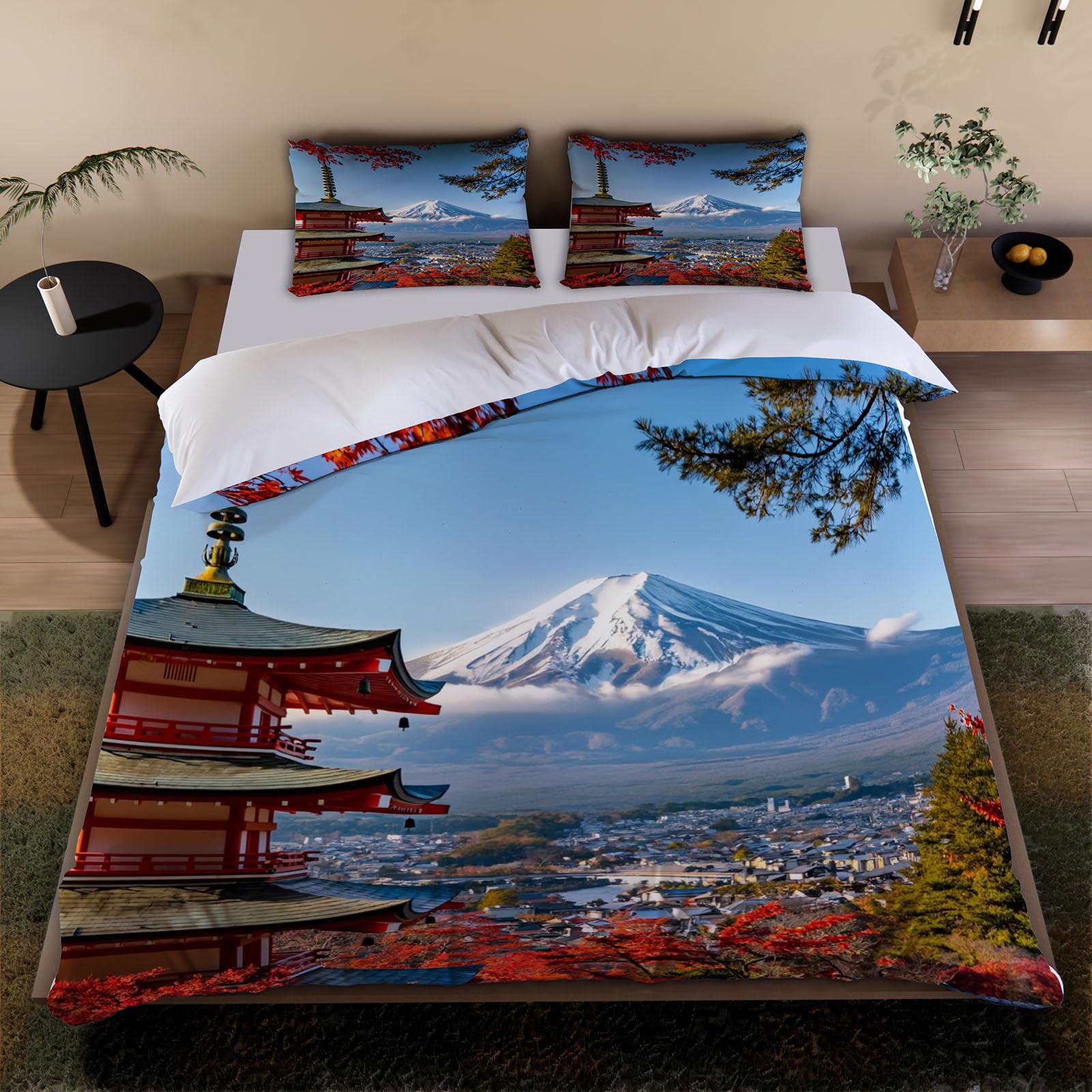 Wendebettwäsche Japan Stil 135x200 4tlg mit 2 Kissenbezug 80x80（6-15）