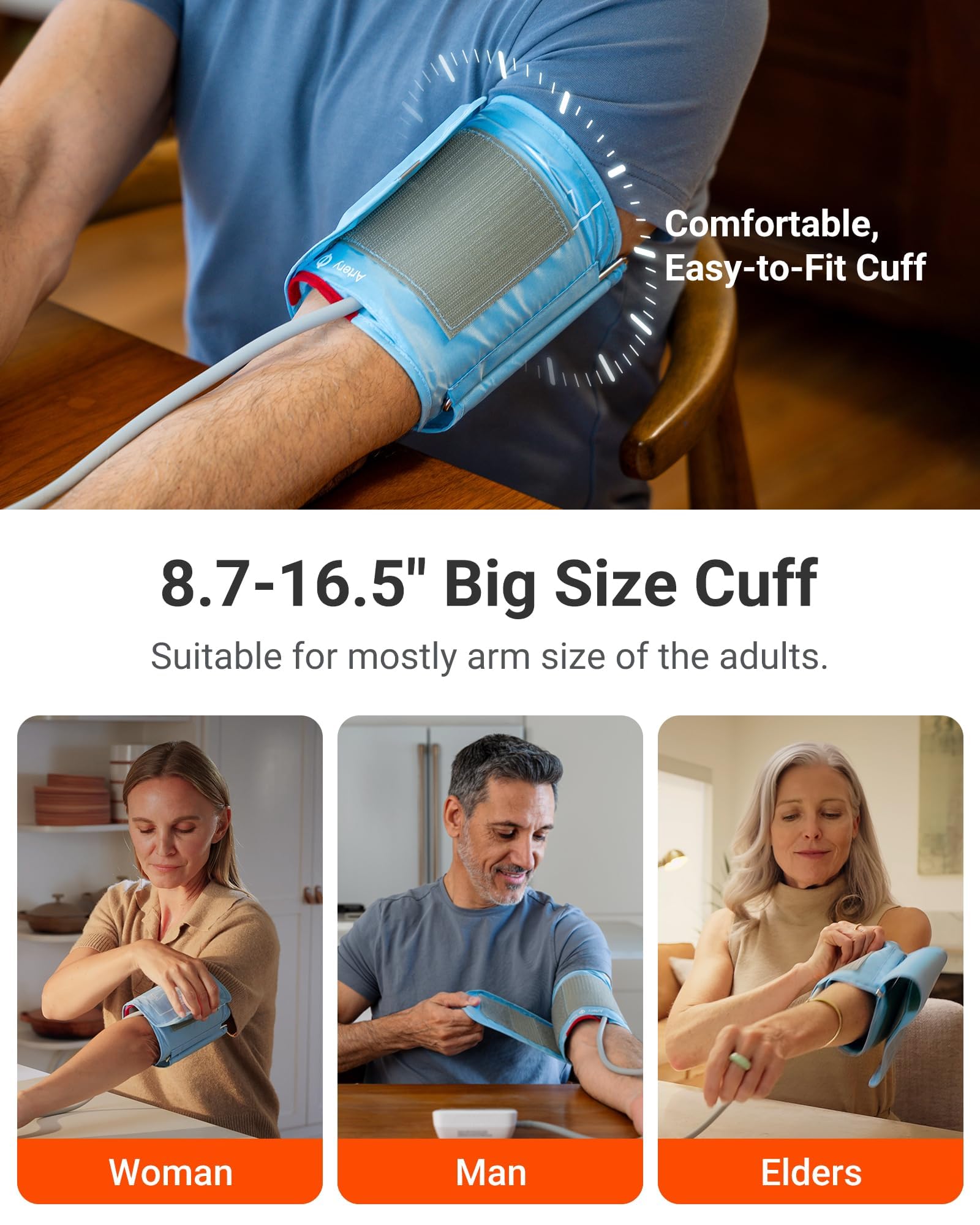 iHealth Accu Luminate Arm Blood Pressure Monitor – 4.5" Large Tri-Color WHO-Based LCD, Clinically Validated Accuracy, Irregular Heartbeat Alert, Bluetooth Cloud Sync, Adjustable Large 8.6"–17" Cuff