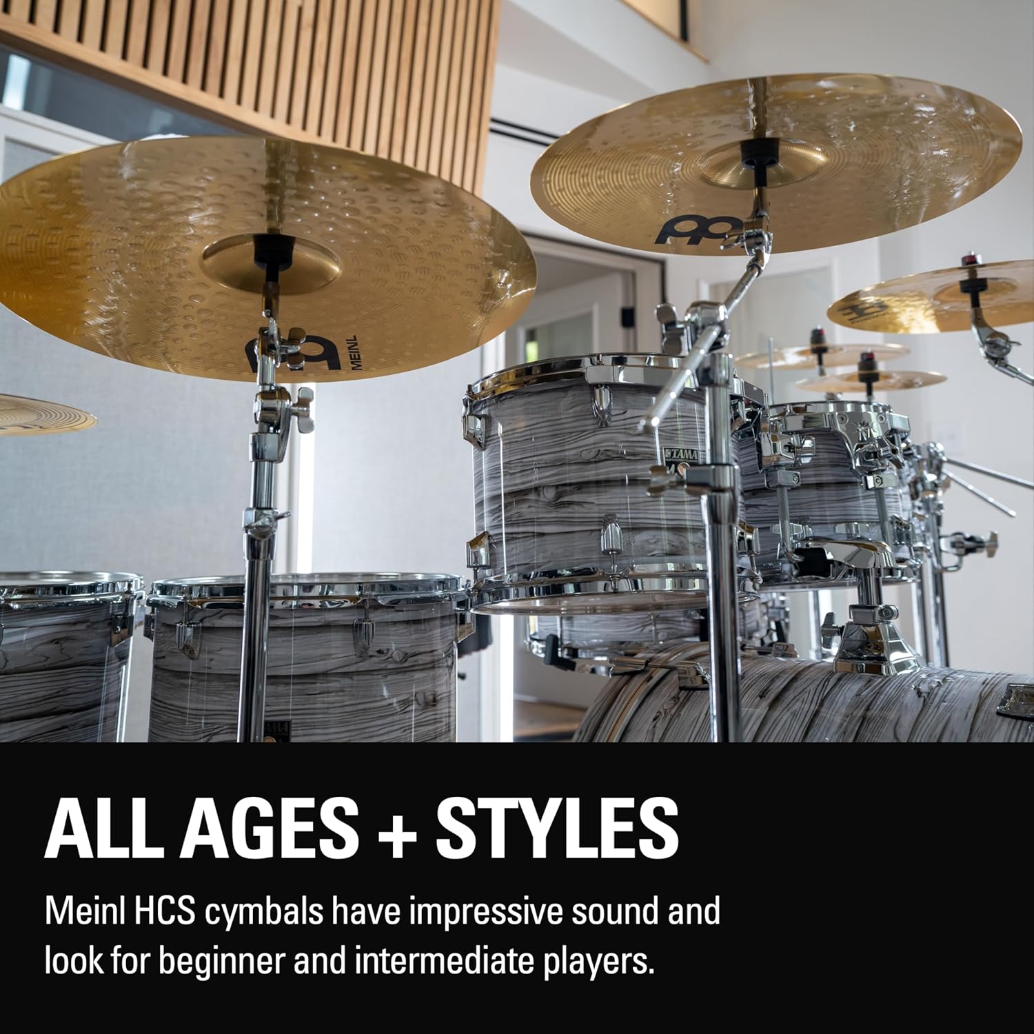 HCS Ultimate Cymbal Set Box Pack for Drums with Hihats, Ride, Crashes, China, Splash, Bell and FREE 16” Trash Crash — MADE IN GERMANY — Durable Brass, 2-YEAR WARRANTY