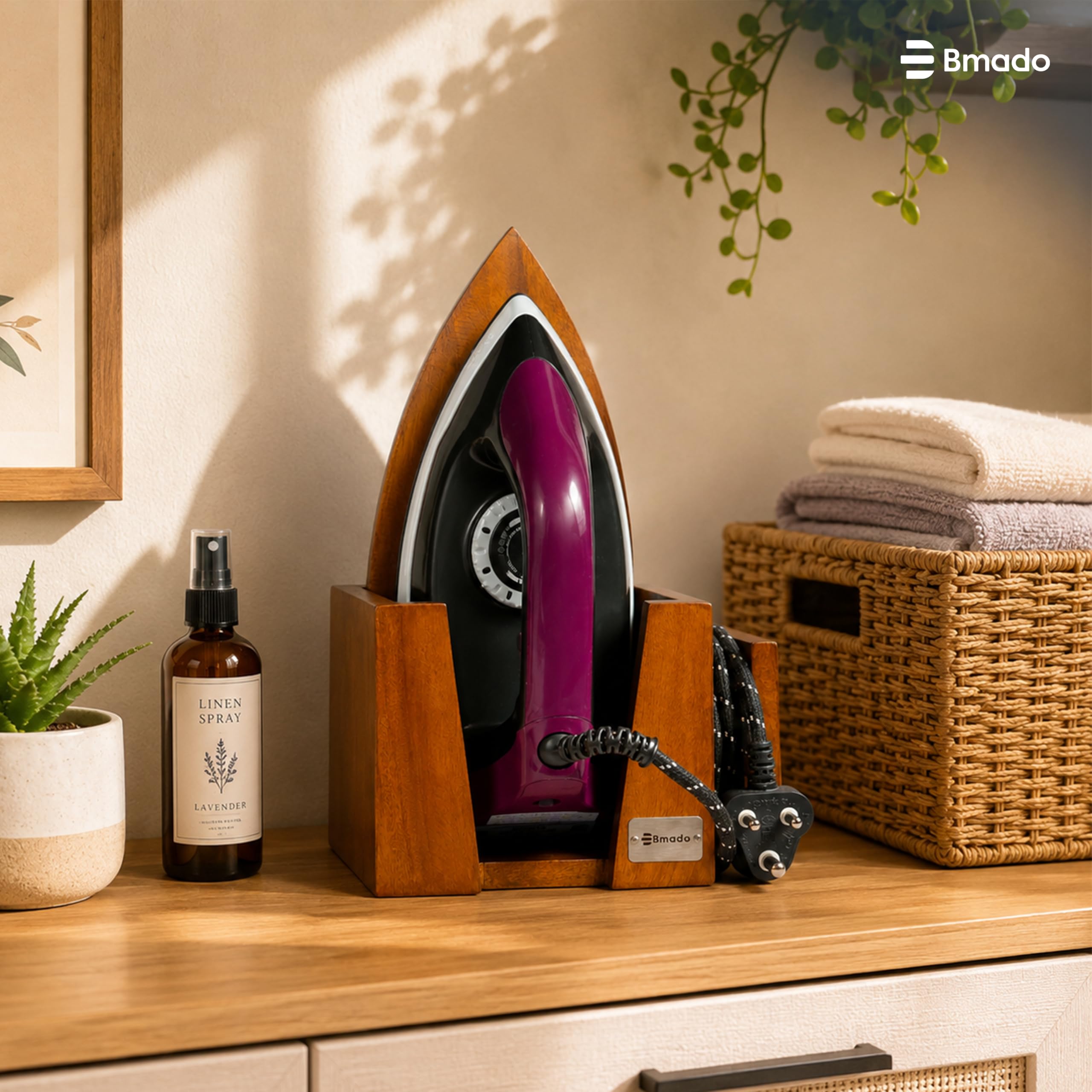 Wooden Iron Press Holder - Safe & Stylish Storage -4