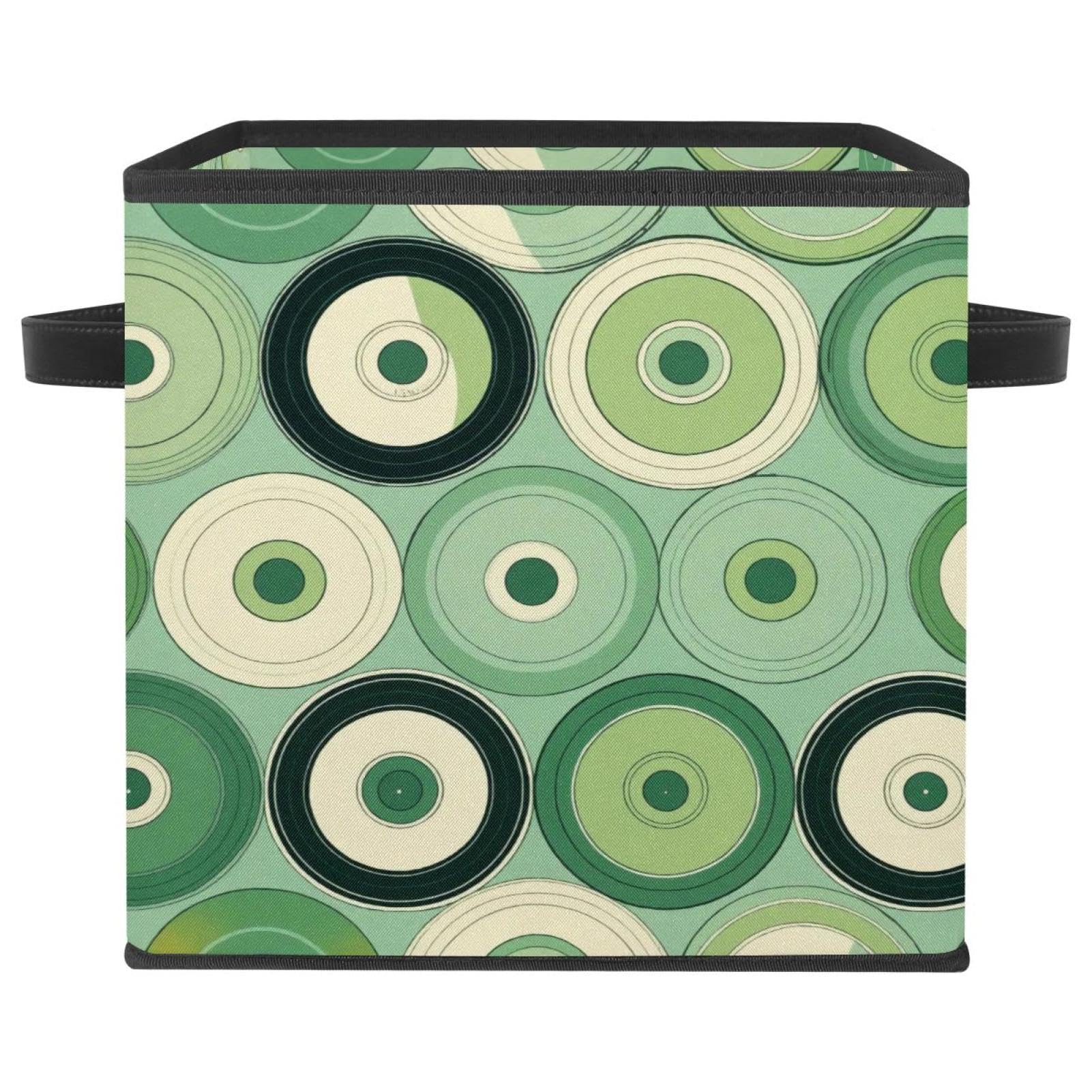 Cube de rangement pliable motif disques verts pour placard et maison