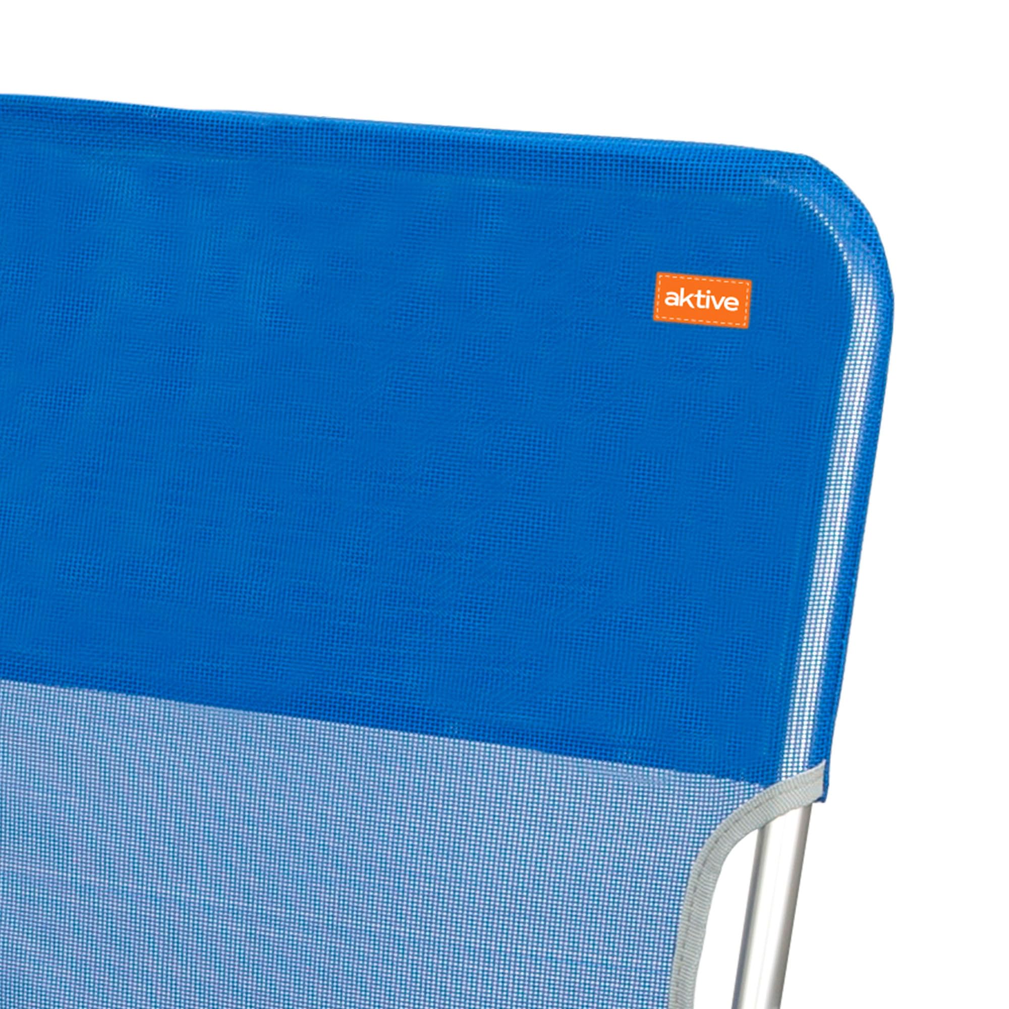 AKTIVE Confezione da 2 sedie da spiaggia pieghevoli, blu, in textilene e alluminio, schienale fisso, 44 x 40 x 72 cm, con maniglia a spalla e fermi antiribaltamento, massimo 100 kg, leggere e