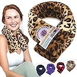 SunnyBay Microwave Heating Pad, Microwavable Heated Neck and Shoulder Wrap, Soothing Weighted Moist Heat or Ice Pack with Flaxseed and Lavender, 26x5 Inches, 2.5 lbs, Leopard