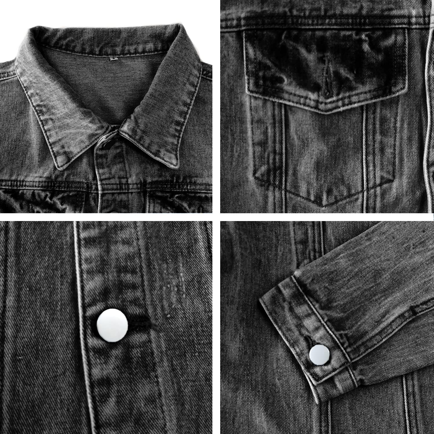 JayscreateEU Female Jeansjacke Kurze jacke Denim Jean Mantel Outwear Lange Ärmel Damen Jeansjacke mit Knöpfen Winter Herbst jacke Kanten und Waschen mit Tasche