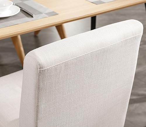 Miniatura 9 de VESCASA Sillas de comedor tapizadas con patas de madera natural en forma de V invertidas, sillas de comedor acolchadas modernas de lino con respaldo