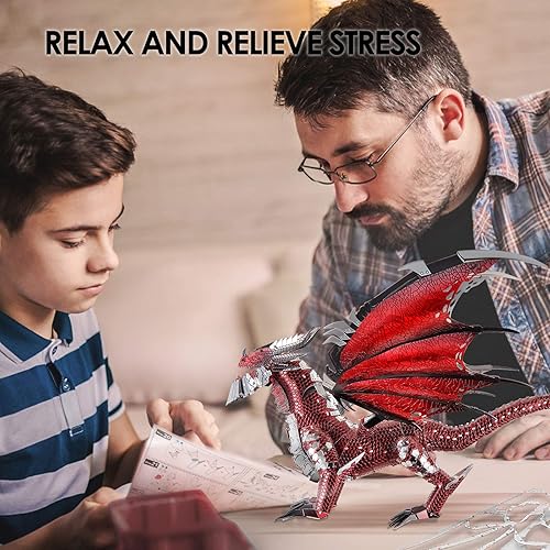 Miniatura 10 de Piececool Kits de modelo de rompecabezas de metal 3D kit de construcción de metal de llama dragón para adultos rompecabezas de dragón 3D juguetes