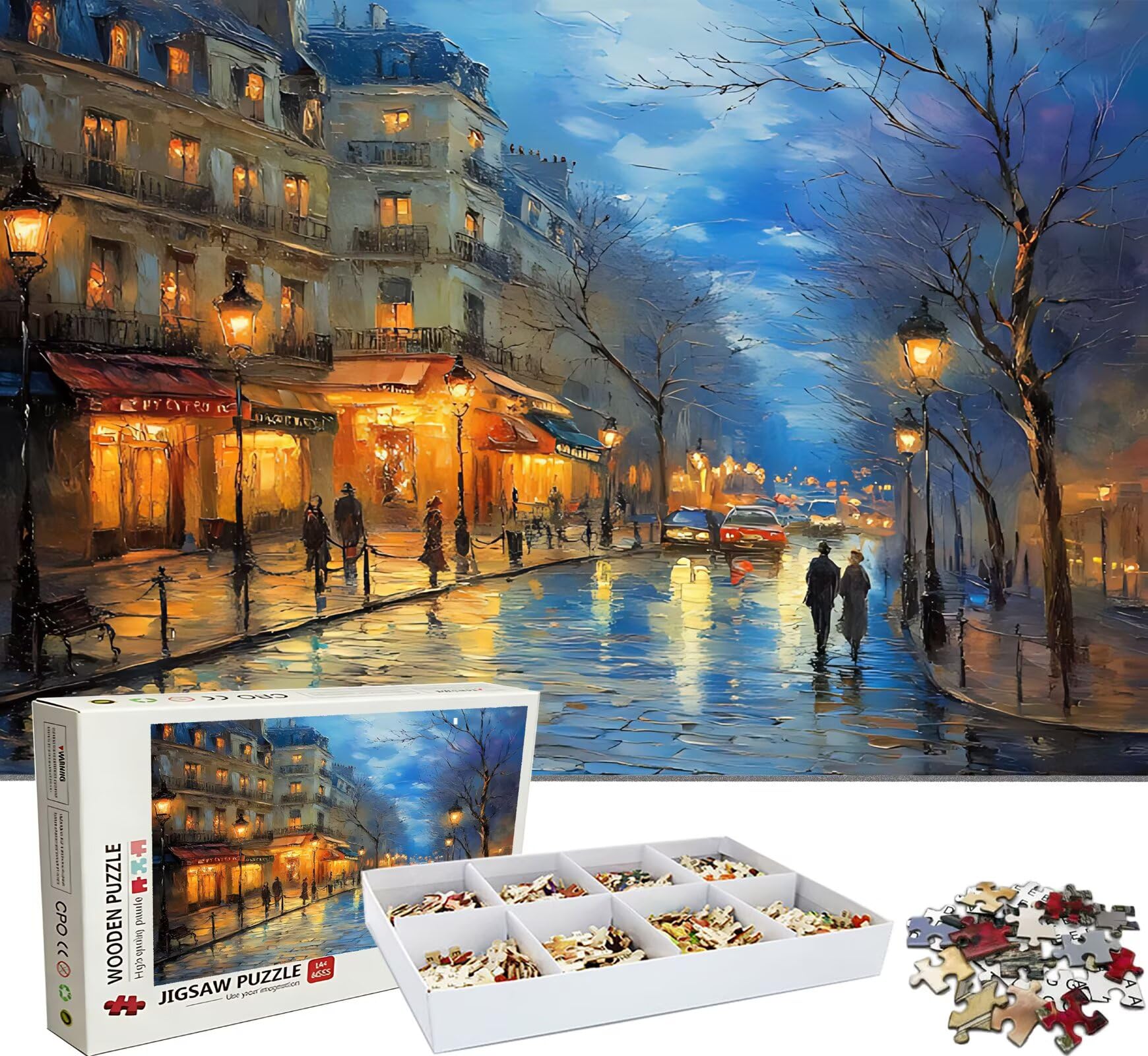 Ciudad Calle-2 Puzzle 1000 Piezas Adultos, Rompecabezas con Letras en la Parte Posterior - Piezas Que Encajan Perfectamente, Reto de Concentración, Regalo para Mujer y Decor Hogar, 75 x 50 cm w0-56