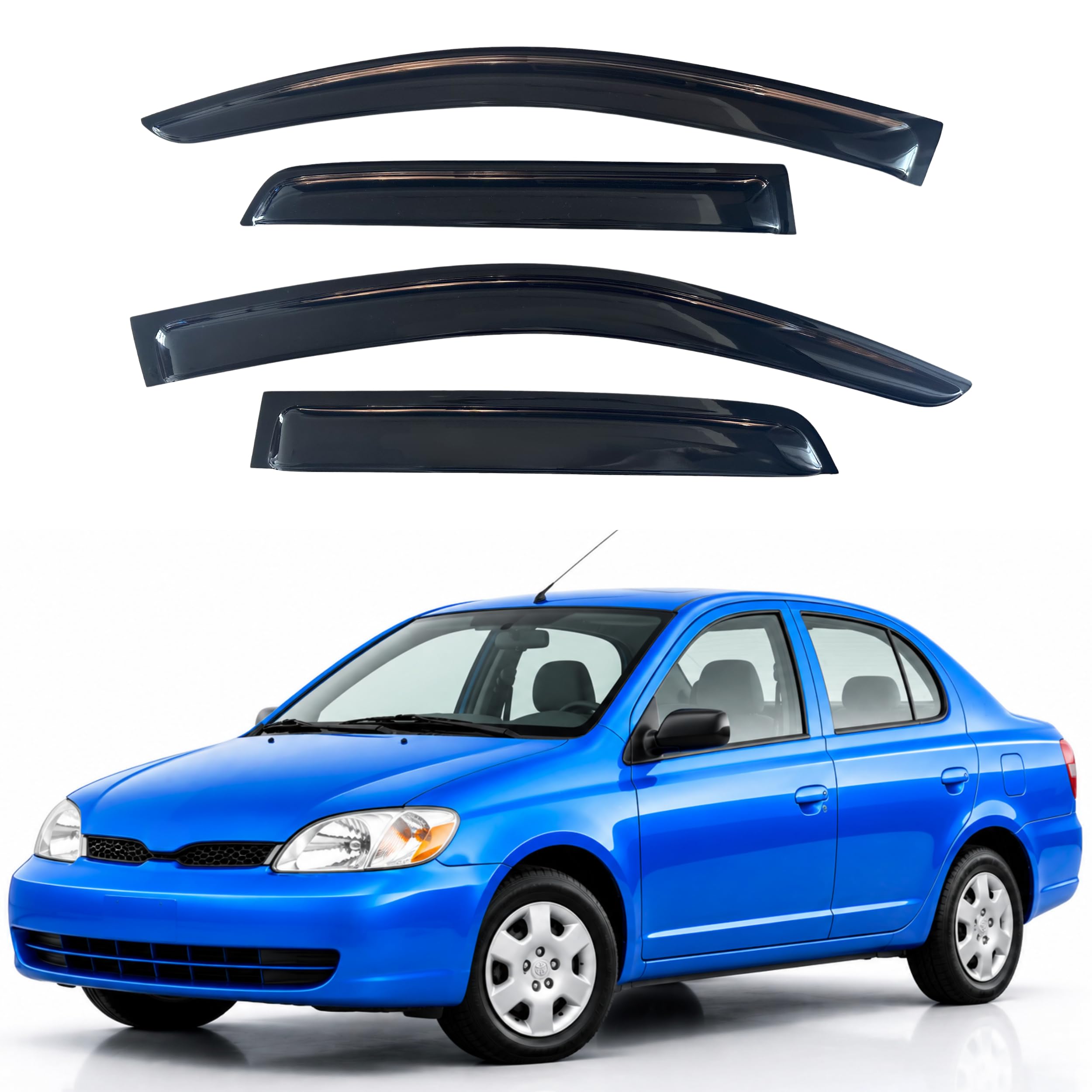 IG Window Visors Fit for 2000-2005 Toyota Echo Sedan, Out-Channel Rain Guards Vent Wind Deflectors 4PC, Car Accessories for 00-05 Echo Sedan