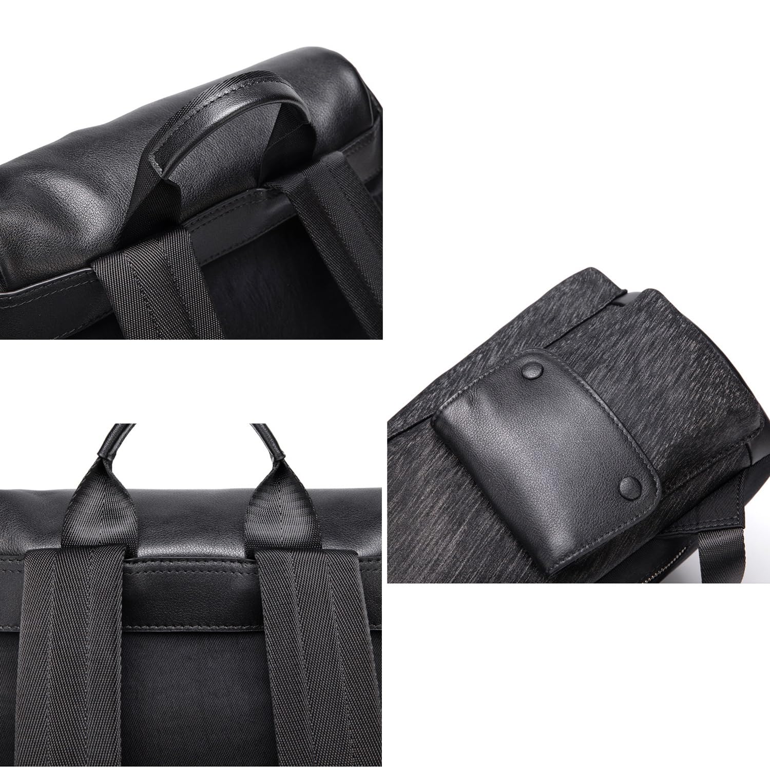 Modny plecak męski, skórzany plecak na laptopa, lekka, oddychająca codzienna torba podróżna na ramię tornister (Black 34 * 18 * 38cm)