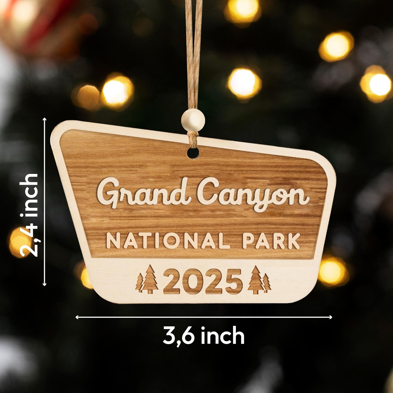 National Park Ornaments, Wooden USA National Parks Gifts for Travelers, Nature Lovers, Adventurers, Hanging Decor for Christmas Tree, 2025 Xmas Ornaments Keepsake (Grand Canyon) - Image 6