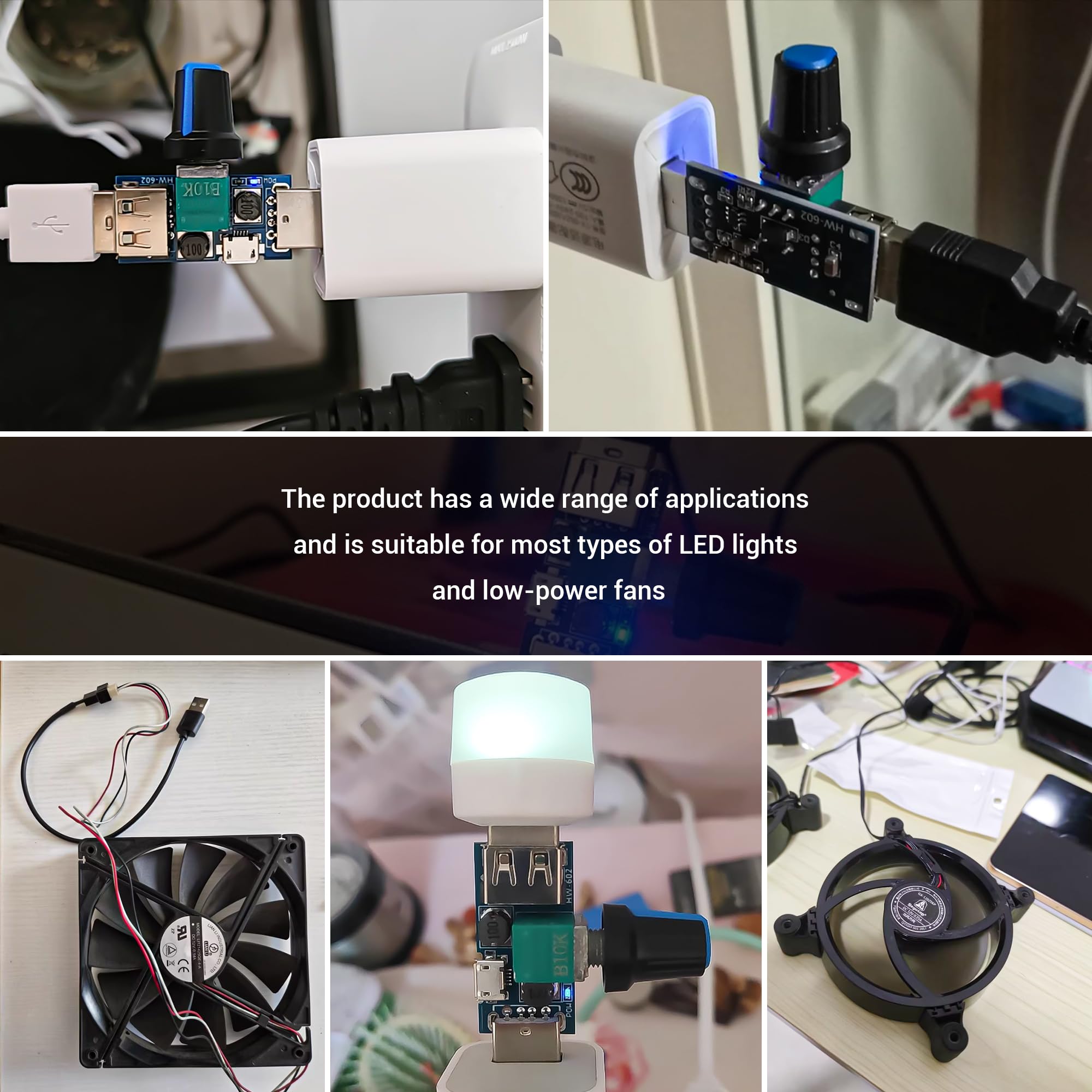 Regulator prędkości wentylatora USB, 3-pak kontroler wentylatora USB, bezstopniowa prędkość, regulator głośności powietrza z przełącznikiem, U-SB na 4-pinowy kabel adaptera procesora F-an (3