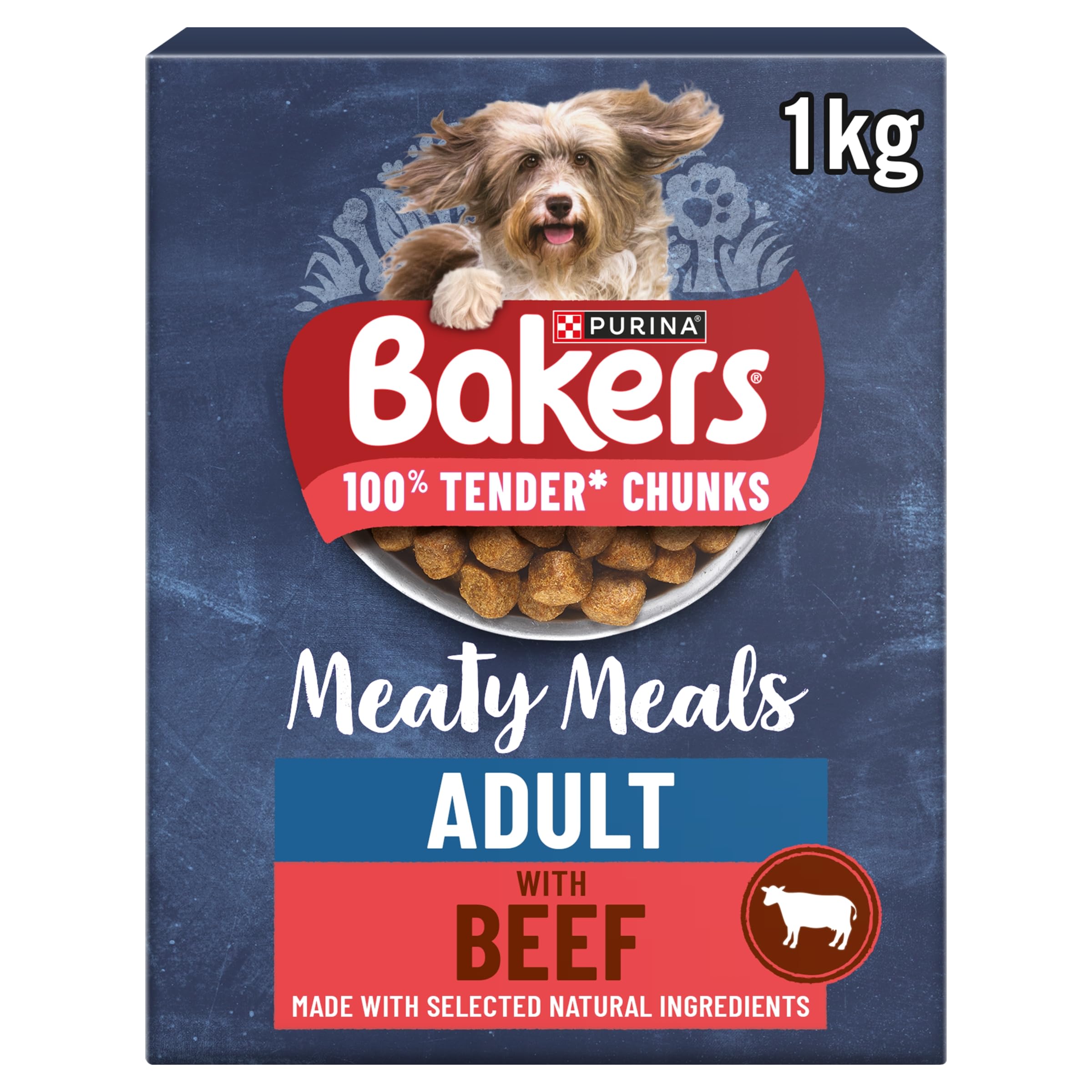 BAKERS Meaty Meals Beef Dry Dog Food 1kg, (Pack of 5)