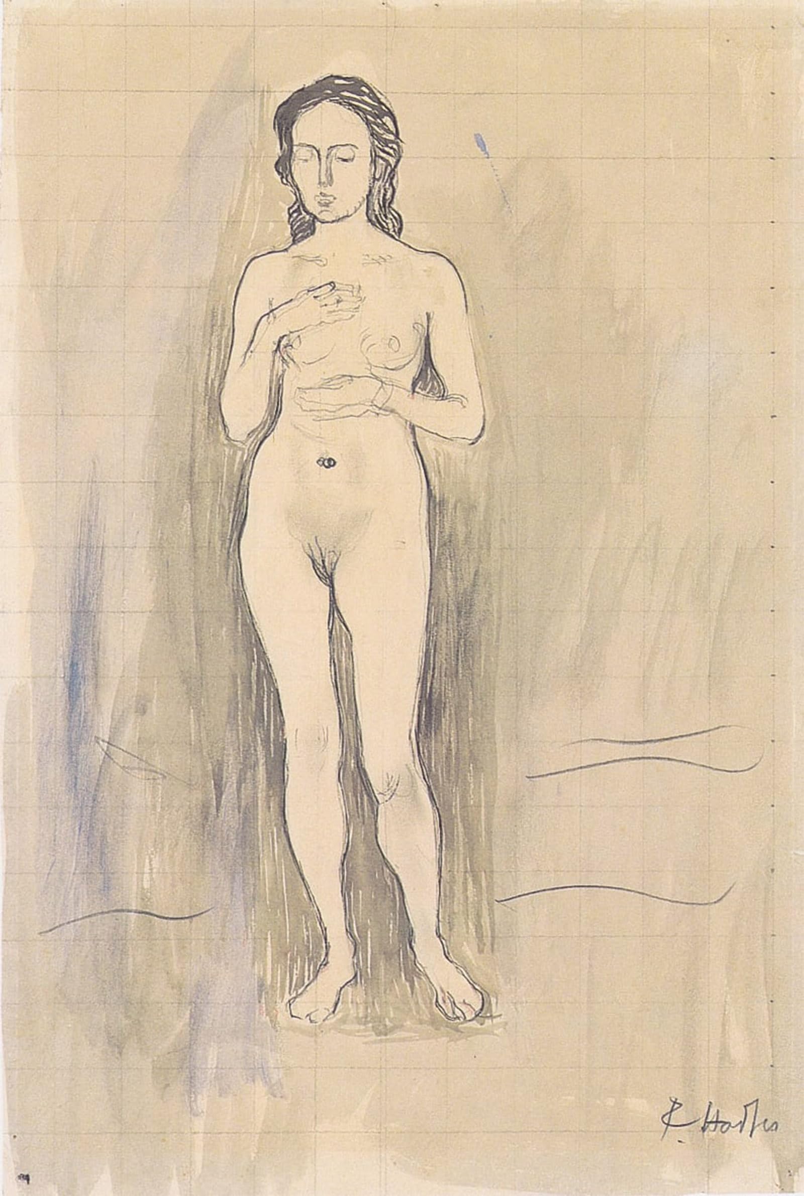 SERENDIPITP Abstract Painting Mural Print Picture Wall Decor Painting Female Study to Truth by Ferdinand Hodler Vintage Wall Artwork for Home Decor 60x90cm