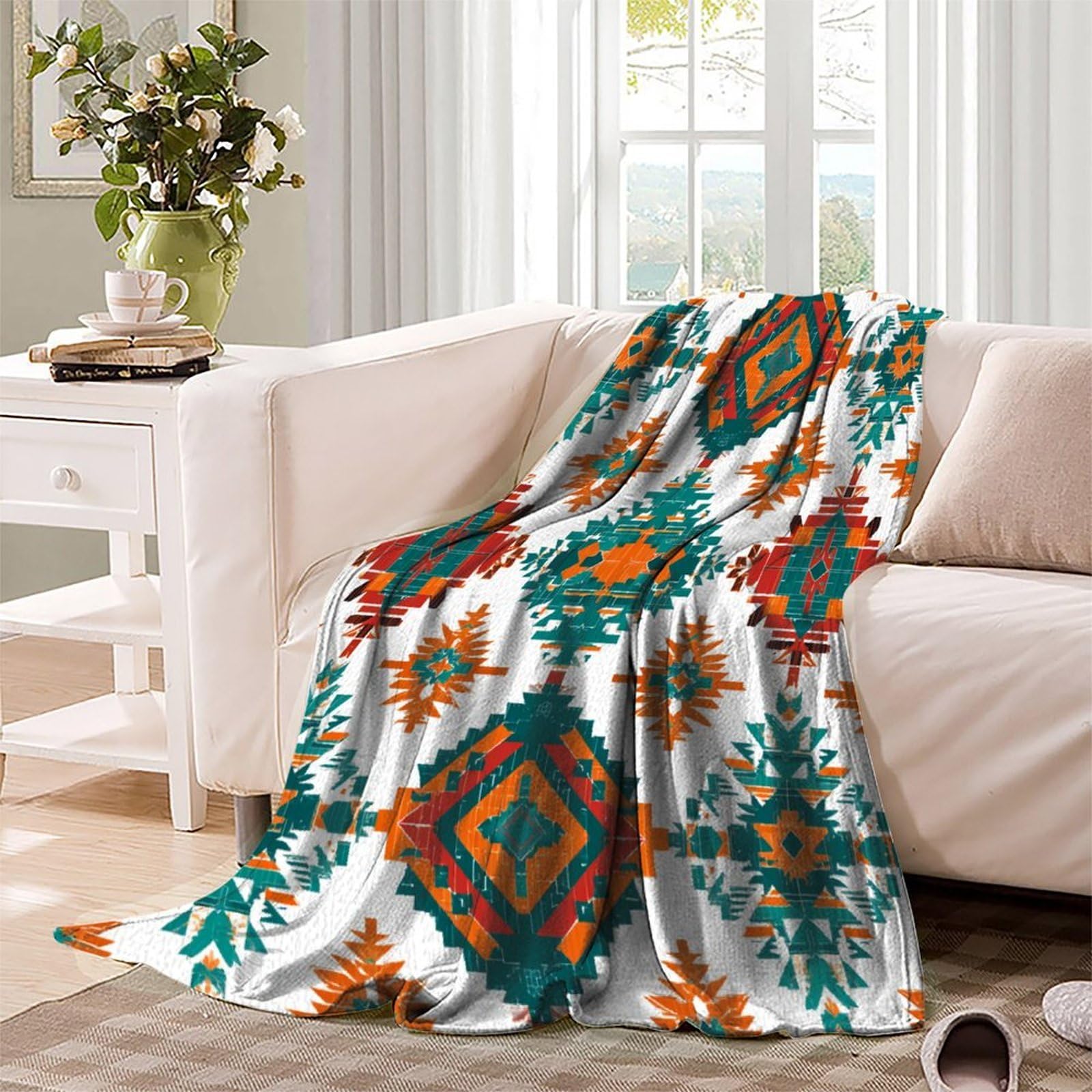 Stile azteco, Geometricoo Shapes Pattern Manta Estampada 3D Colcha De Diseño Ropa De Cama De Microfibra Suave Y Cálida Sofá Ropa De Cama 80x90inch(200x230cm)