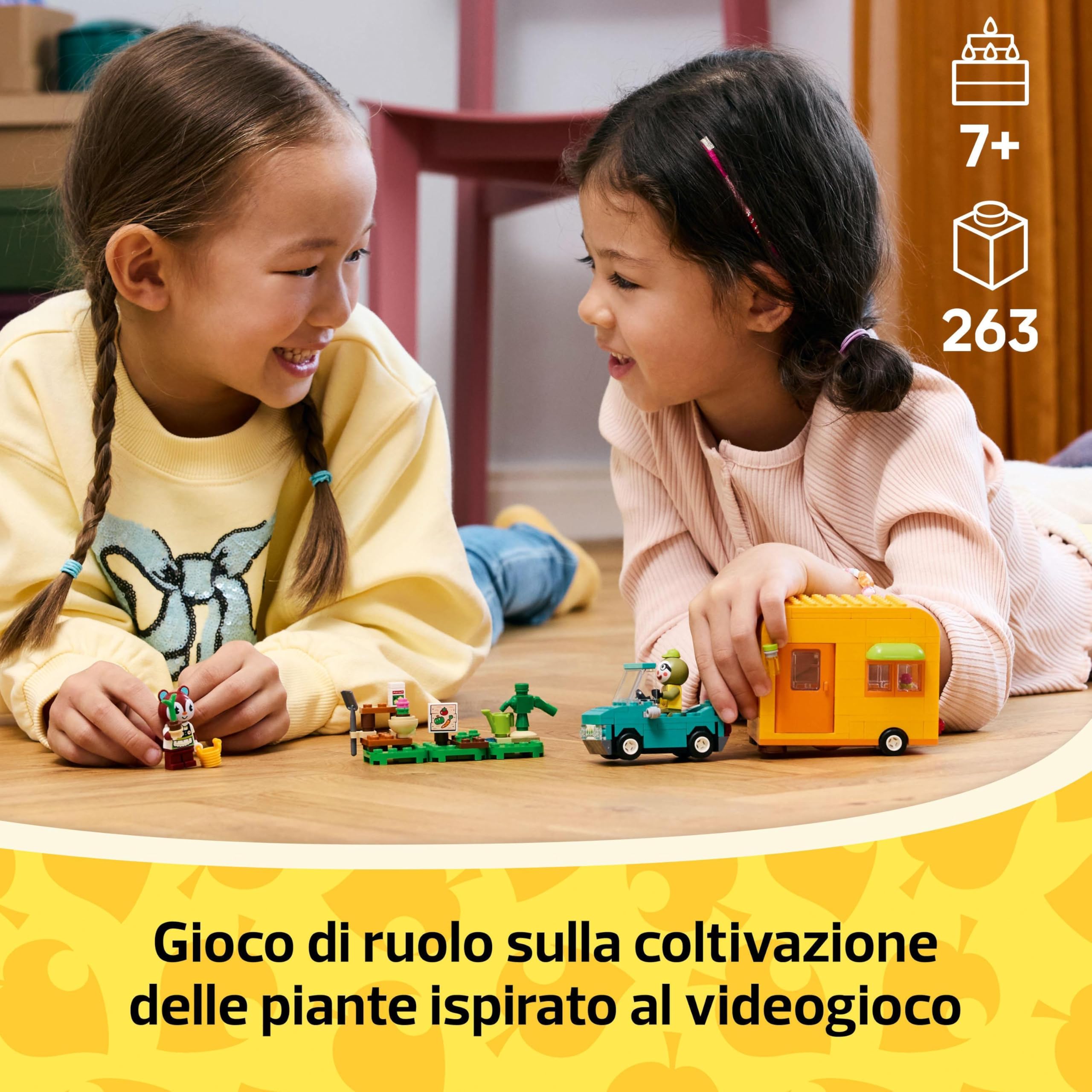 LEGO Animal Crossing La Roulotte e il Negozio di Giardinaggio di Florindo, Gioco Creativo per Bambine e Bambini da 7 Anni con Macchina Giocattolo, Personaggio Animale e Accessori per Mercato 77054