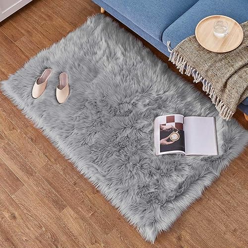 Alfombras de cocina absorbentes estilo bohemio, tapete de baño gris de lana de oveja sintética, antideslizante, tapete lanudo para dormitorio,