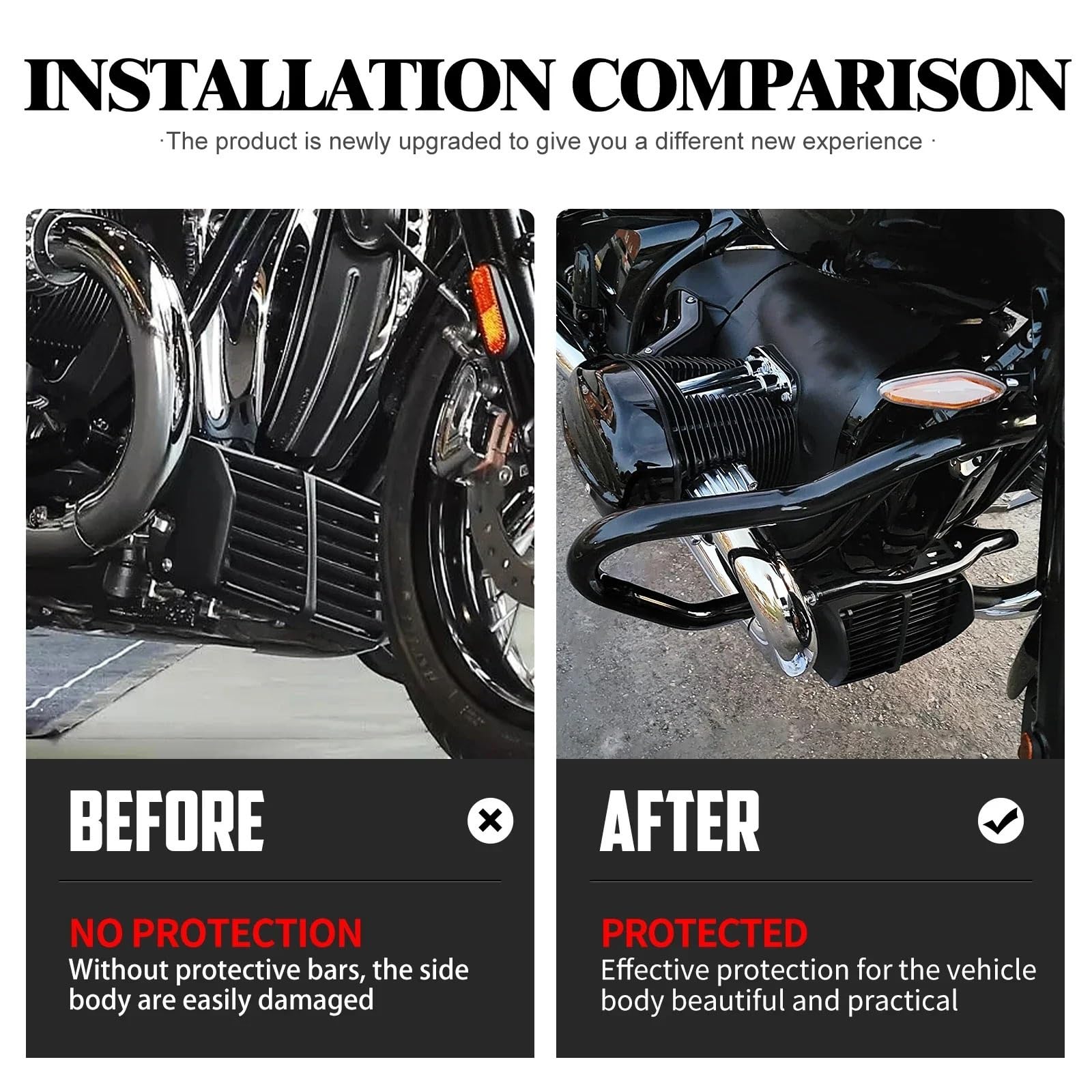 motocykla zderzak bloków zderzaka Osłona silnika motocykla Crash Bar Ochraniacz owiewki Zderzak Rama Stunt Cage Pasuje do BMW R18 R18B 2020-2022 2023(Black Bumper)
