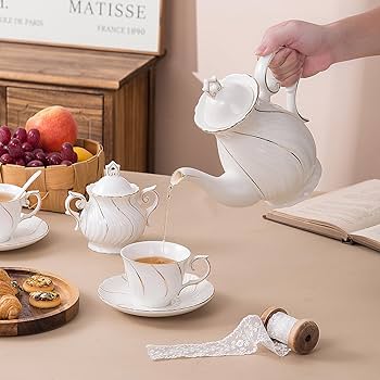Amazon.com | Agyiuns Tea Set 21-Piece Porcelain tea cups and