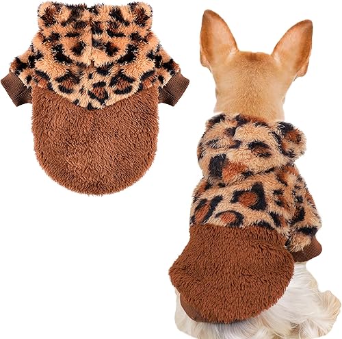 Miniatura 9 de Suéteres para perros pequeños, ropa de forro polar con capucha para perro, suéter cálido de Chihuahua para cachorros de primavera e invierno, suéter