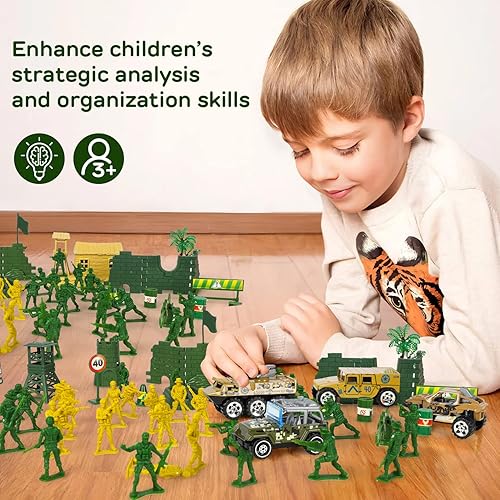 Miniatura 2 de TOY Life 95 piezas de juguetes del ejército para hombres, soldados de juguete para niños, figuras de acción de plástico, juego militar de soldado,