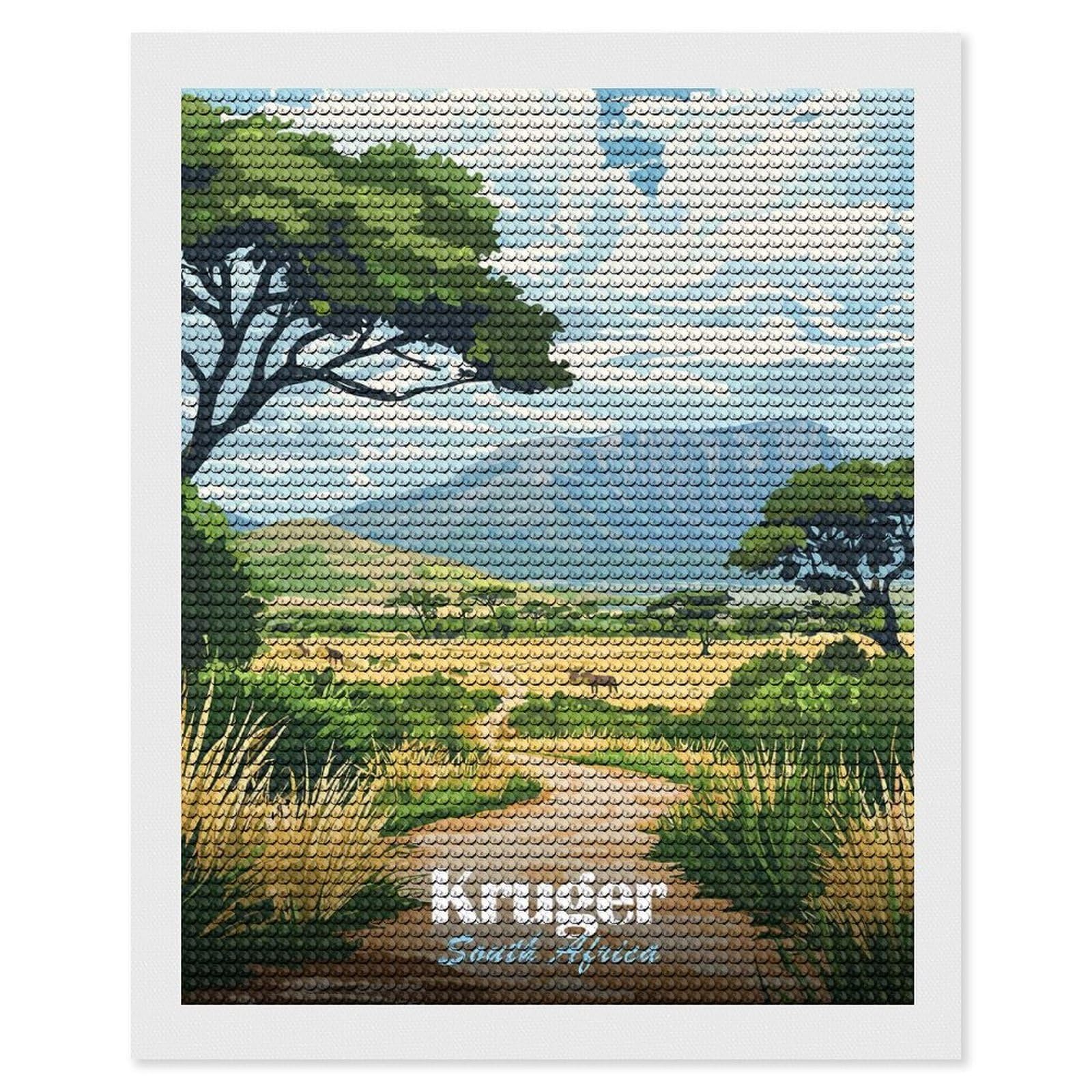 Junmoney Kruger National Park, South Africa(2) DIY Diamond Art Canvas Kit 16"x20", Decorate Your Room, Sparkling Round Gems, Fun Craft Experience, Farmhouse Decor