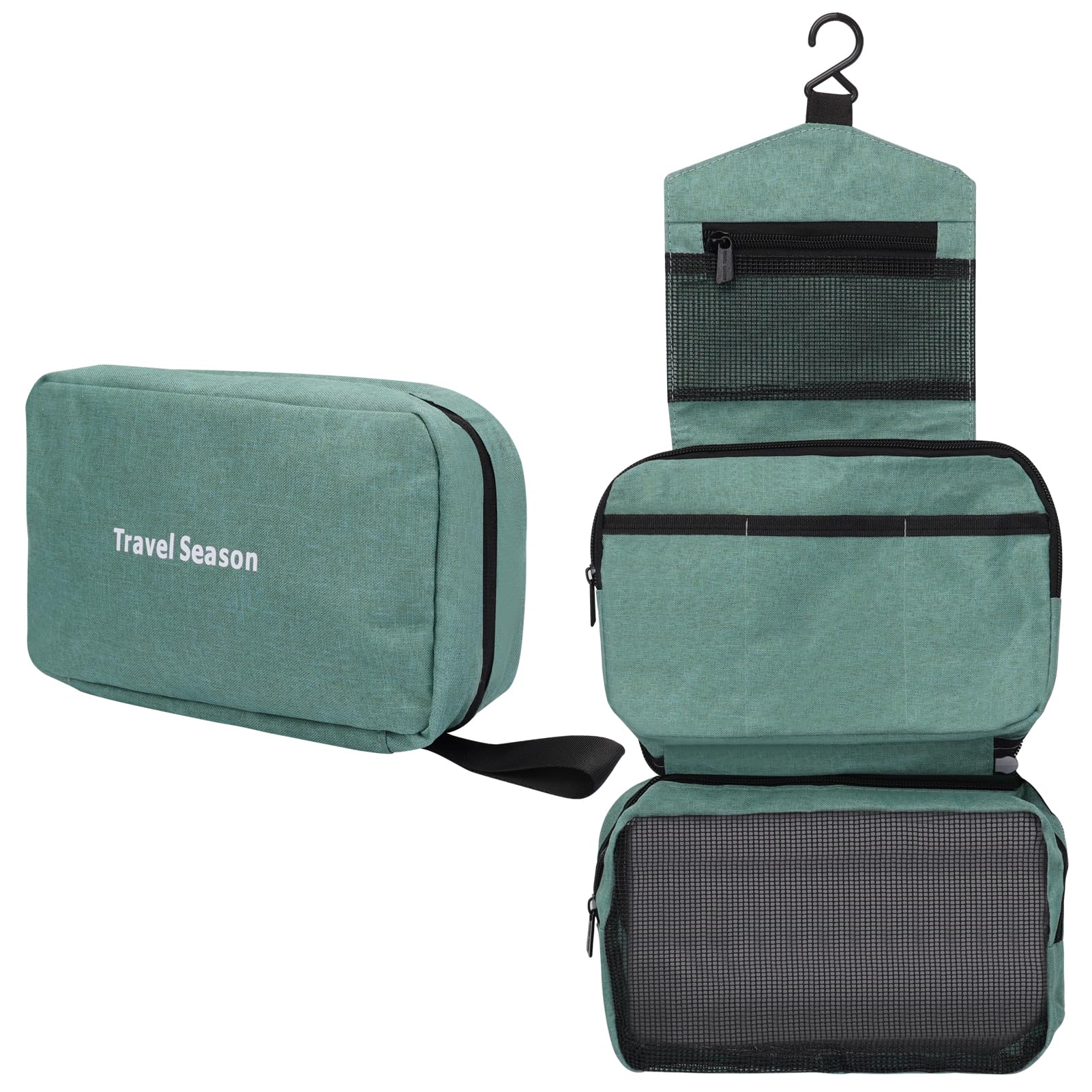 Simpolor Hängender Kulturbeutel,Wasserdichter Reise-Kultur-Organizer mit Stabilem Haken,Kompakte Tragbare Kosmetiktasche für Damen Herren,Badezimmer-Aufbewahrungstasche-Mintgrün-S