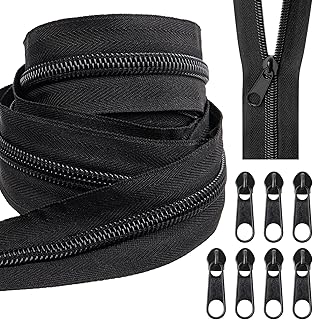 10 Yards Nylon Coil Zippers by The Yards, #5 Bulk Zippers with 20 Pcs Zipper Sliders, Zipper Replacement for DIY Sewing Craft Bags, Black