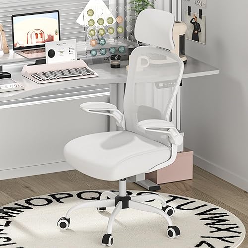 Mimoglad Office Chair, High Back Ergonomic Desk Chair with Adjustable Lumbar Support and Headrest, Swivel Task Chair with flip-up Armrests for