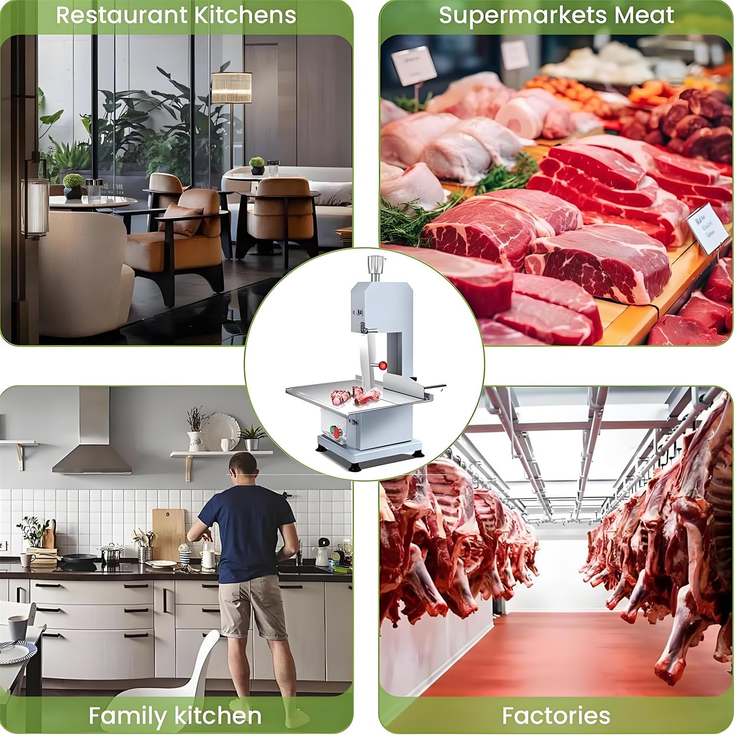 Sierra Cinta Eléctrica para Huesos, Sierra Cinta Comercial para Cortar Carne Congelada Y Fresca, Cortadora Eléctrica 750 W para Huesos Y Carne con Un Grosor Corte 0 A 13 Cm