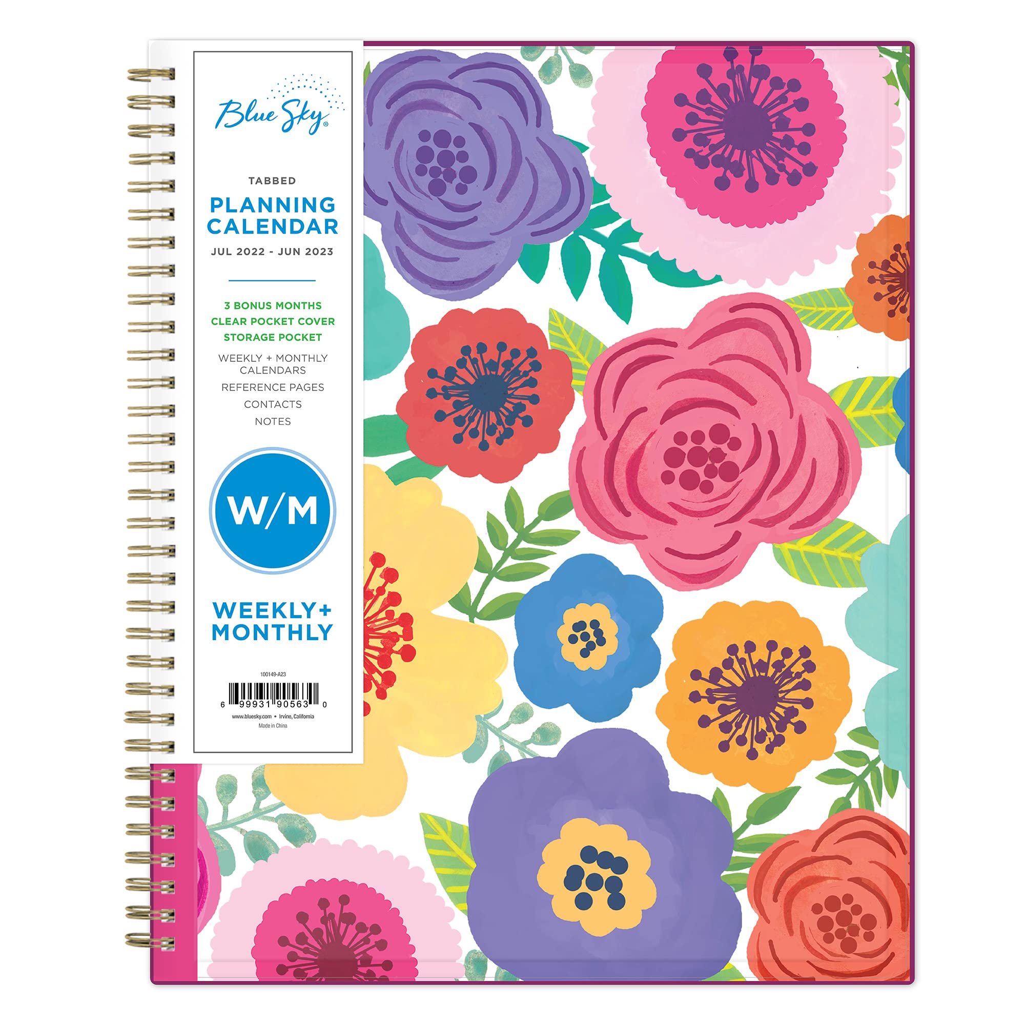 Blue Sky 2022-2023 Academic Year Weekly & Monthly Planner, 8.5" x 11", Flexible Cover, Wirebound, Mahalo (100149-A23)