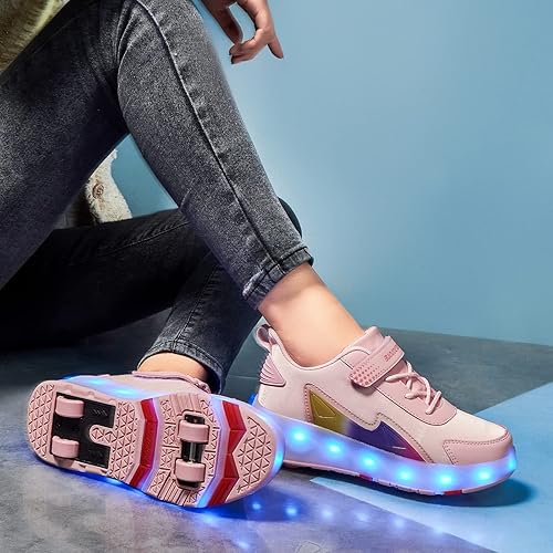Miniatura 4 de RESLIDE Tenis con ruedas para niños y niñas, tenis deportivos recargables con luz LED para niños