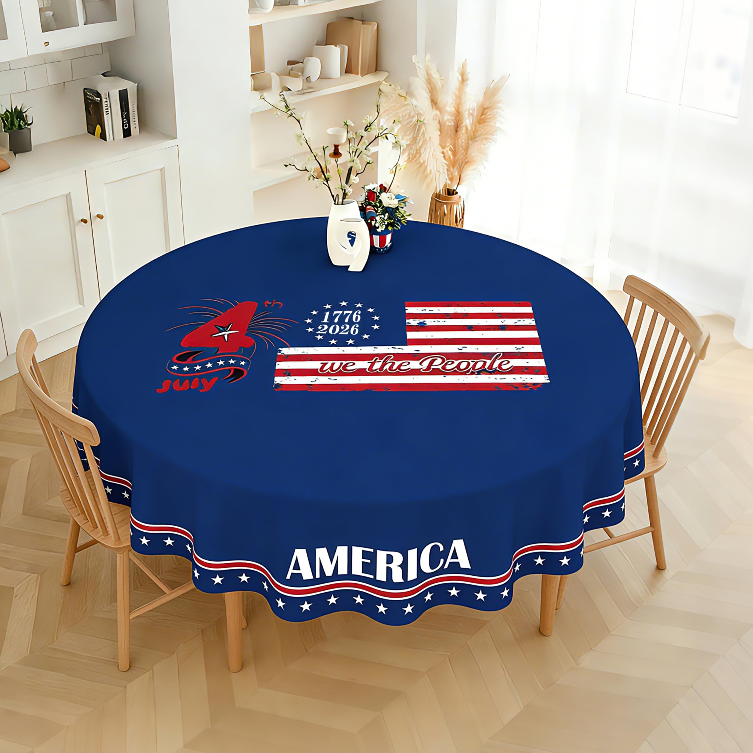 Photo 1 of **ACTUALLY A RECTANGLE **250 Anniversary Decorations Tablecloth Washable Round 70x70 Inch 250th Anniversary 1776-2026 Tablecloth 250 Years of Freedom Patriotic 4th of July Table Cloth