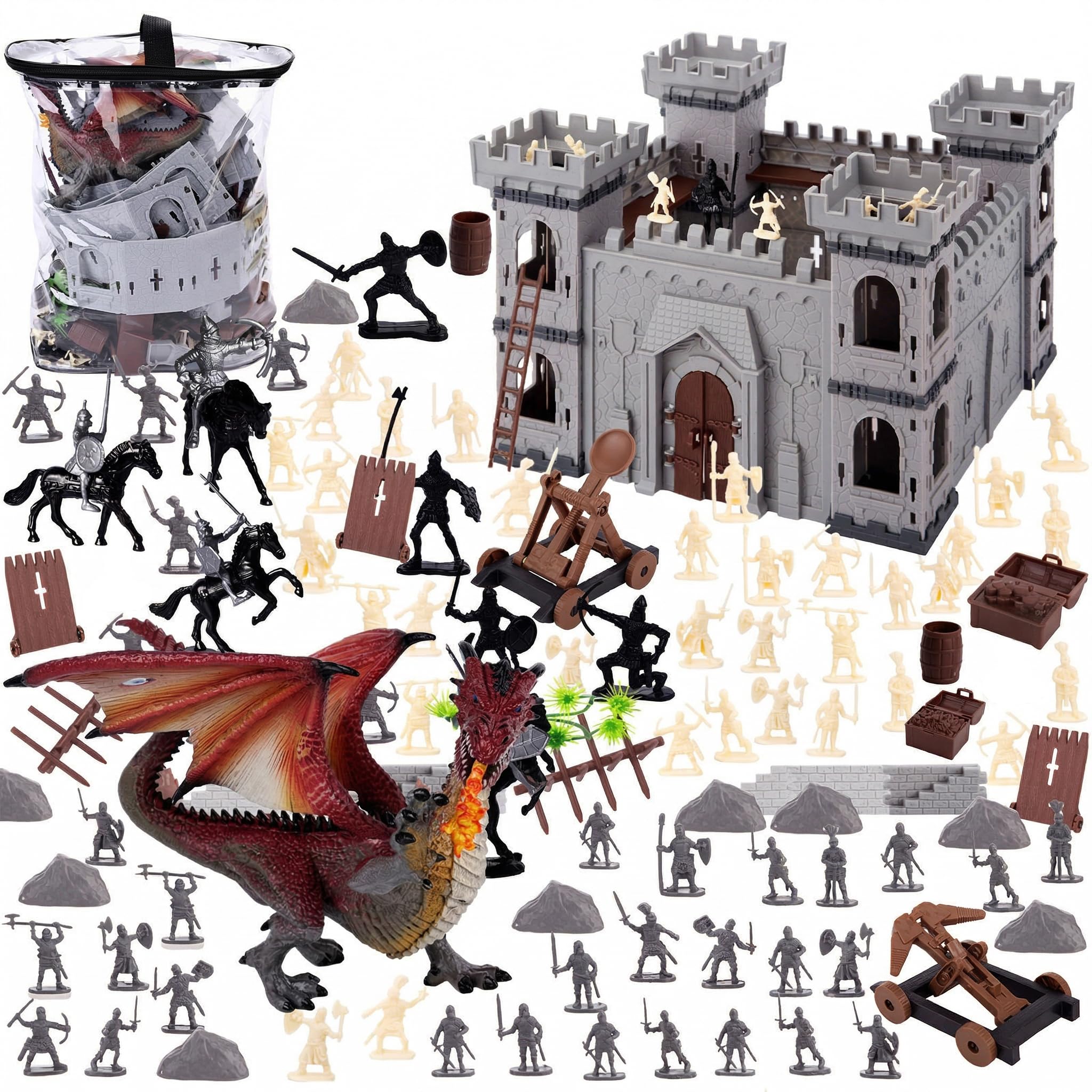 Amazon.com: LovesTown 275 PCS Medieval Dragon Toy Set, Assembled