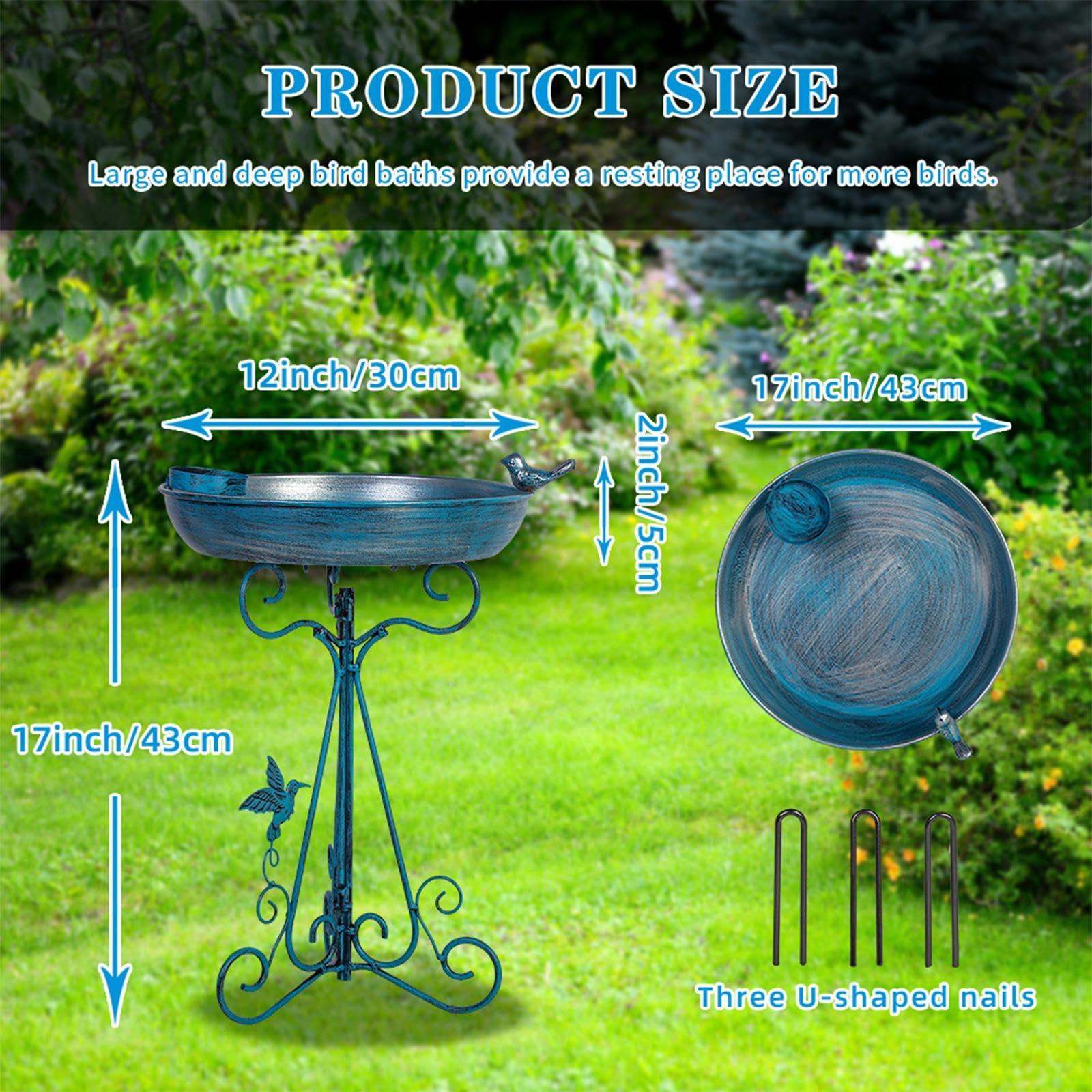 perfk Mangiatoia per Uccelli, capacità, Resistente alle intemperie, Accessorio da Giardino, Decorazione in Metallo per Esterni, per Bambini