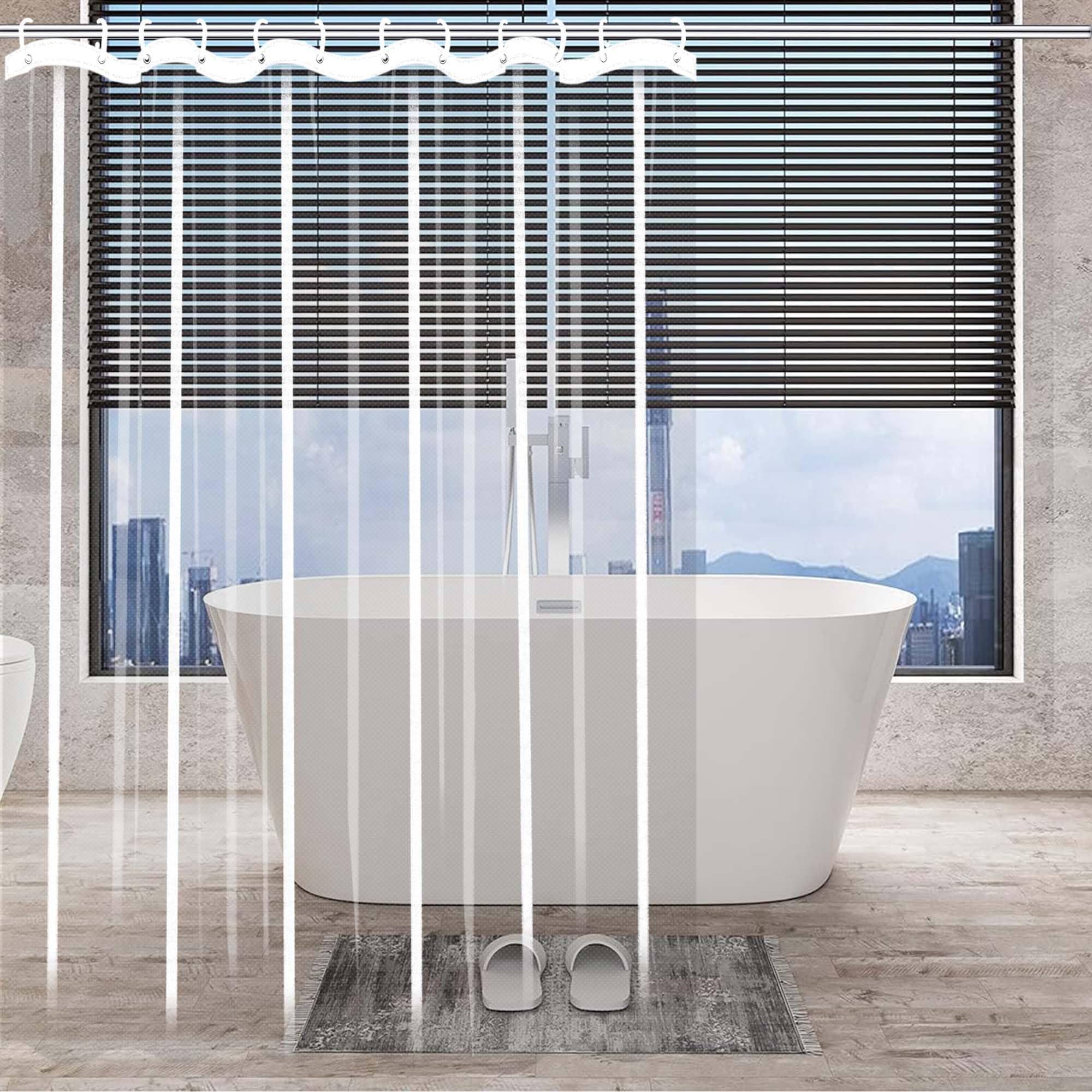 Rideau de douche anti moisissure fini l'eau au sol rideau transparent 225x175 cm